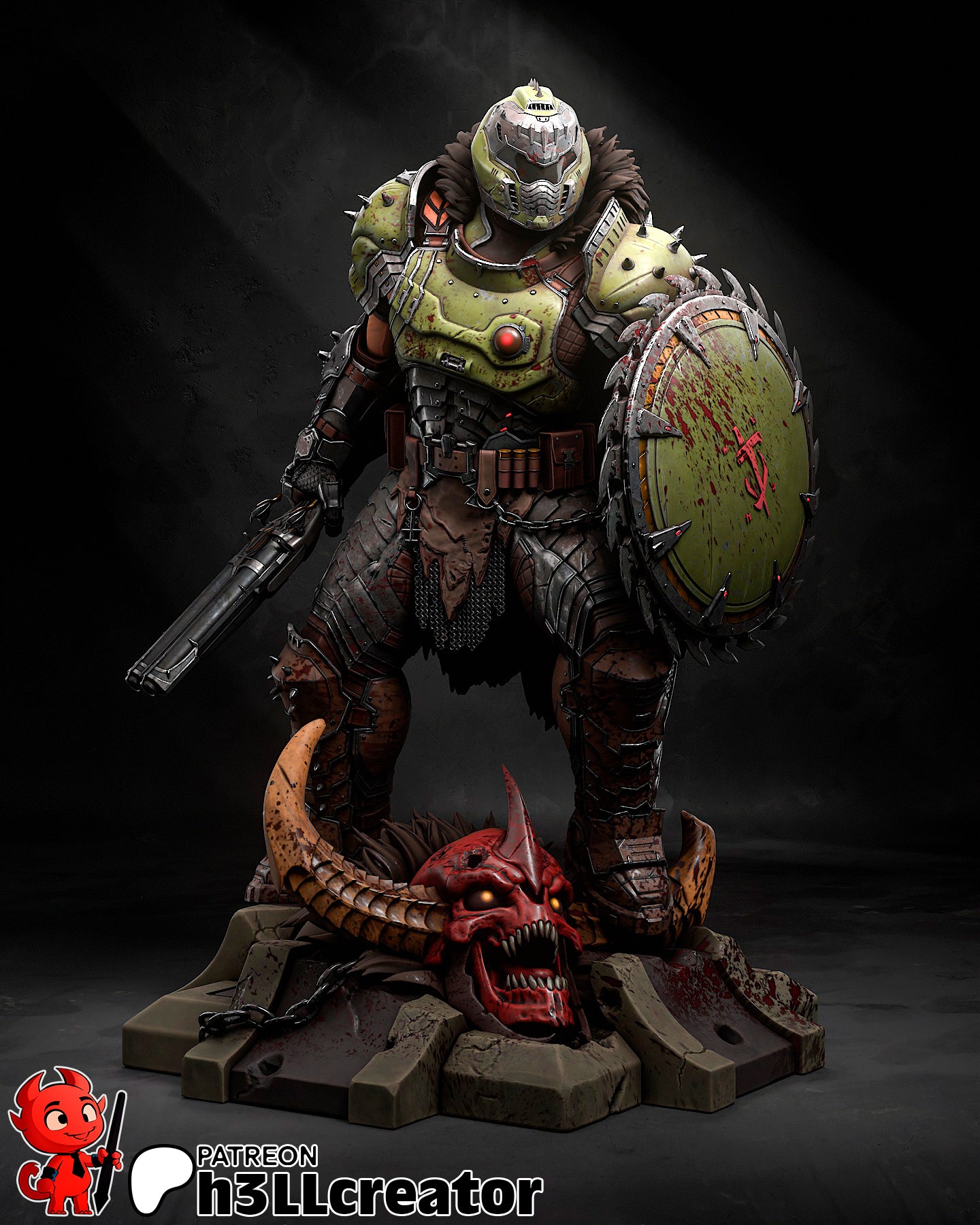 Doomguy Garage Kit | Fanmade Model by h3llCreator | Doom | 3D Printed - Sephiknot