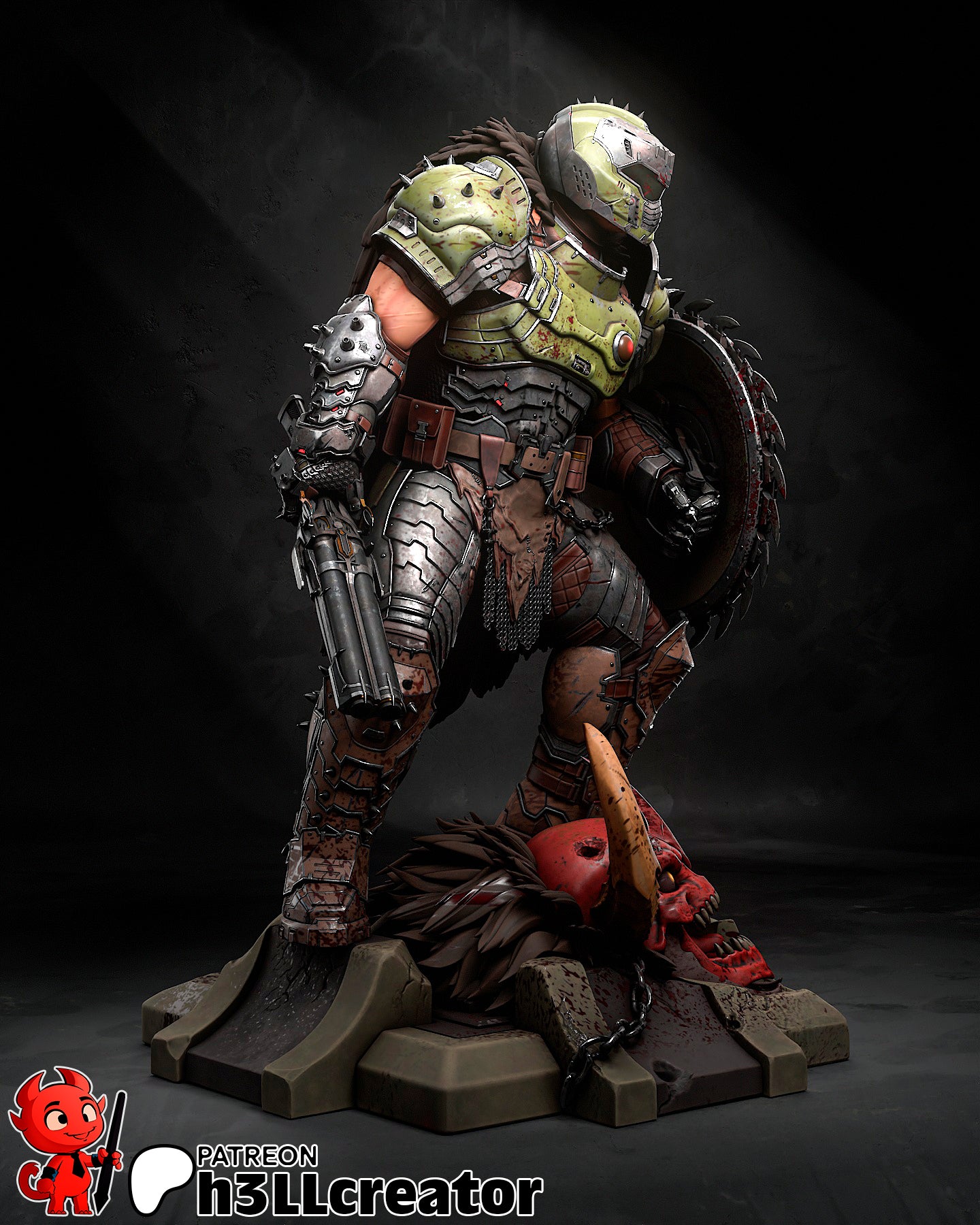 Doomguy Garage Kit | Fanmade Model by h3llCreator | Doom | 3D Printed - Sephiknot