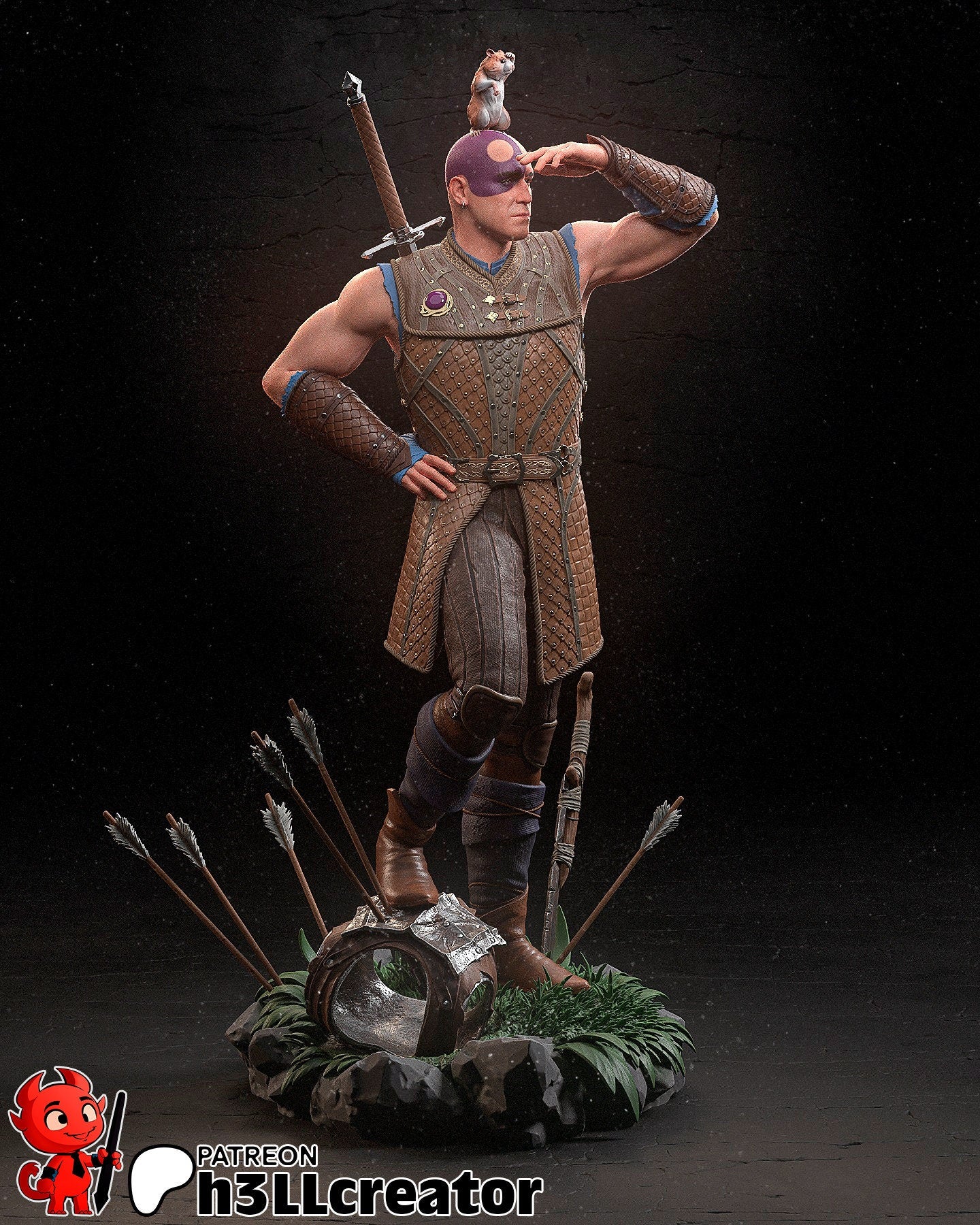 Baldur's Gate 3 Minsc and Boo Garage Kit | Fanmade Model by h3llCreator | The hamster is the real hero | 3D Printed