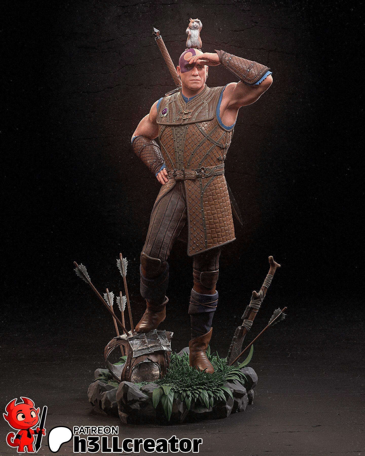Baldur's Gate 3 Minsc and Boo Garage Kit | Fanmade Model by h3llCreator | The hamster is the real hero | 3D Printed