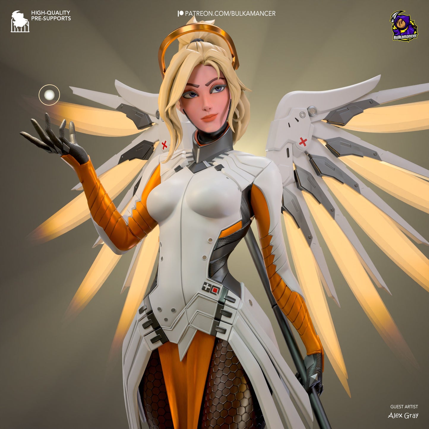 Overwatch Mercy Garage Kit | Fanmade Model by Bulkamancer| Angelic healer | 3D Printed