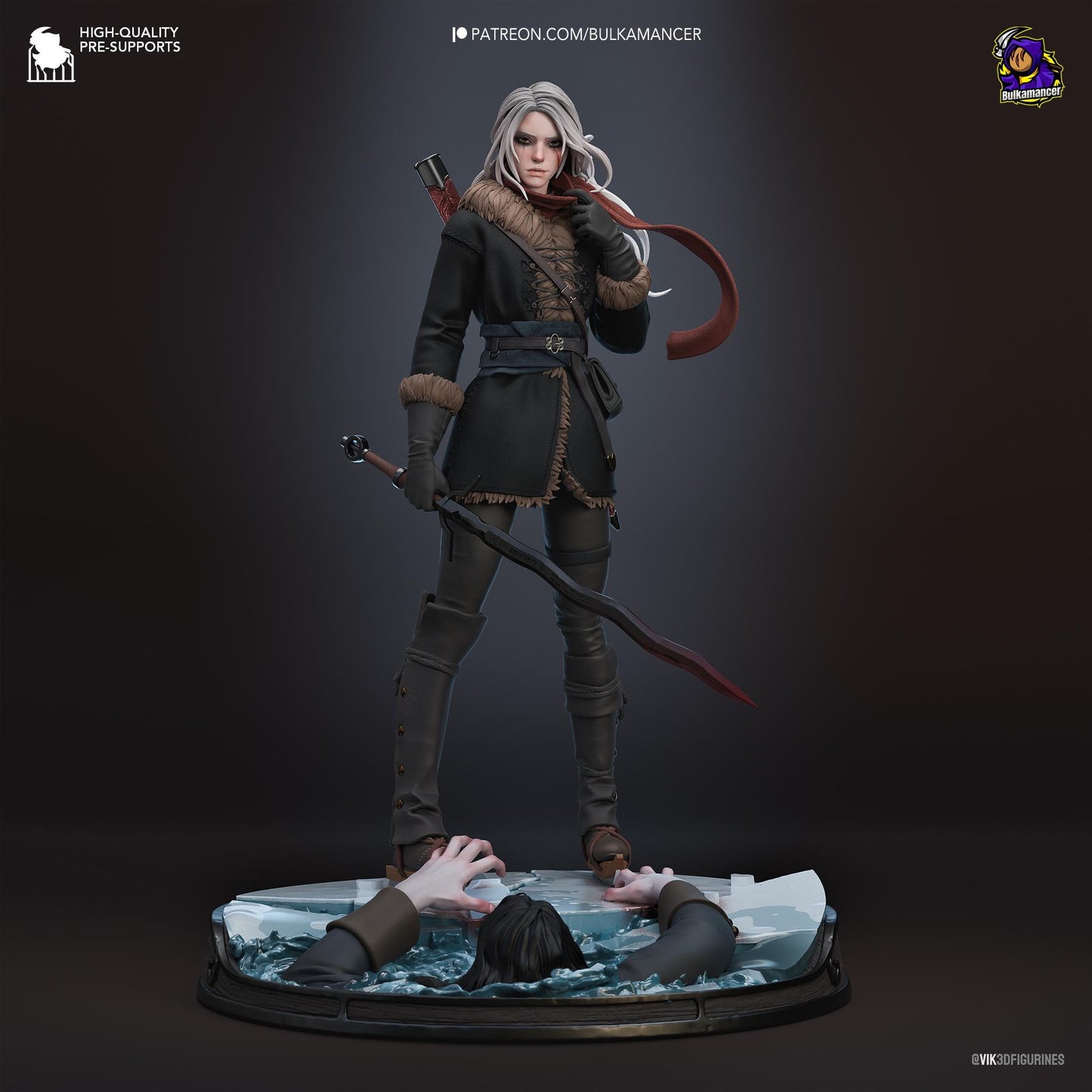 Witcher Ciri Garage Kit | Fanmade Model by Bulkamancer & h3ll Creator| The Lady of The Lake | 3D Printed