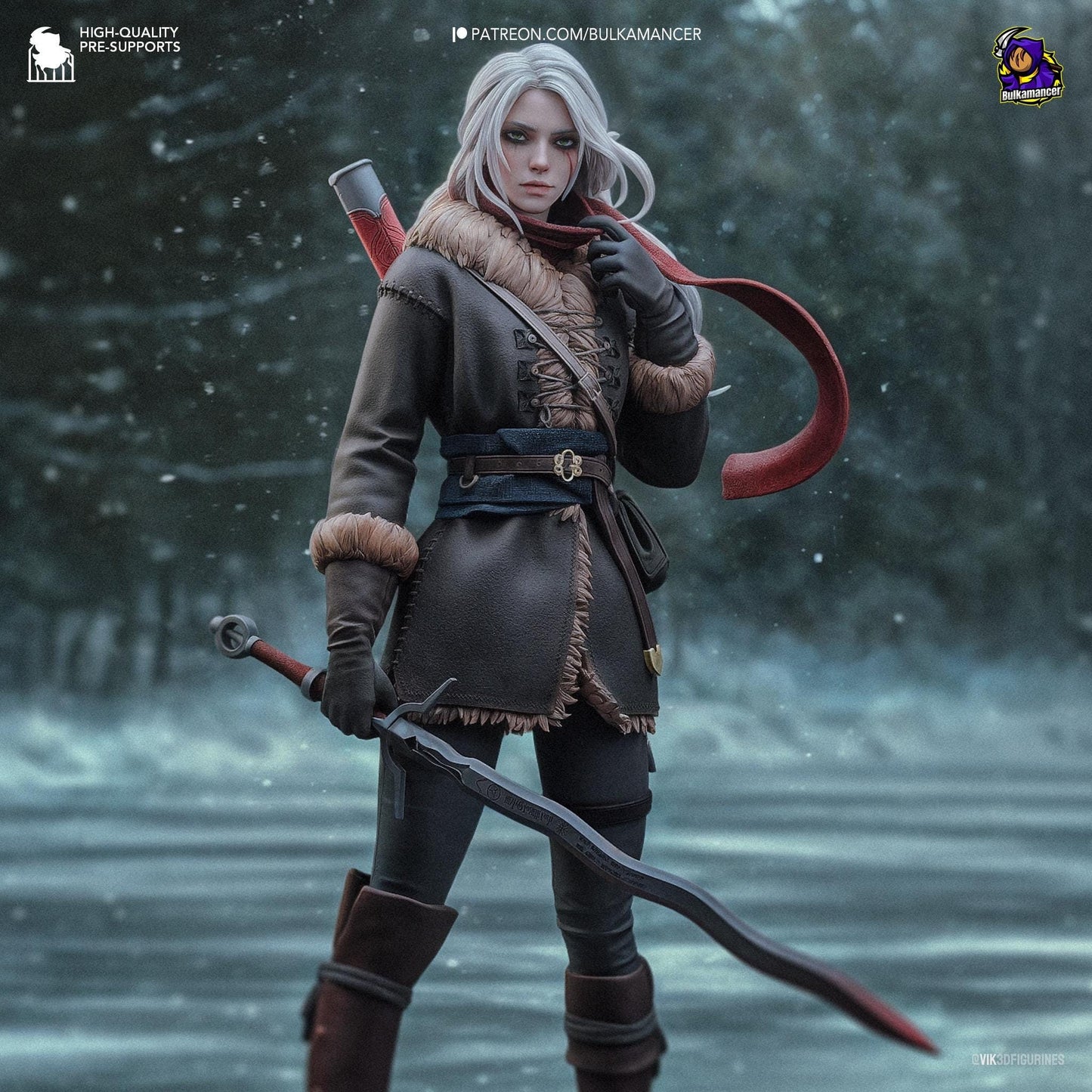 Witcher Ciri Garage Kit | Fanmade Model by Bulkamancer & h3ll Creator| The Lady of The Lake | 3D Printed