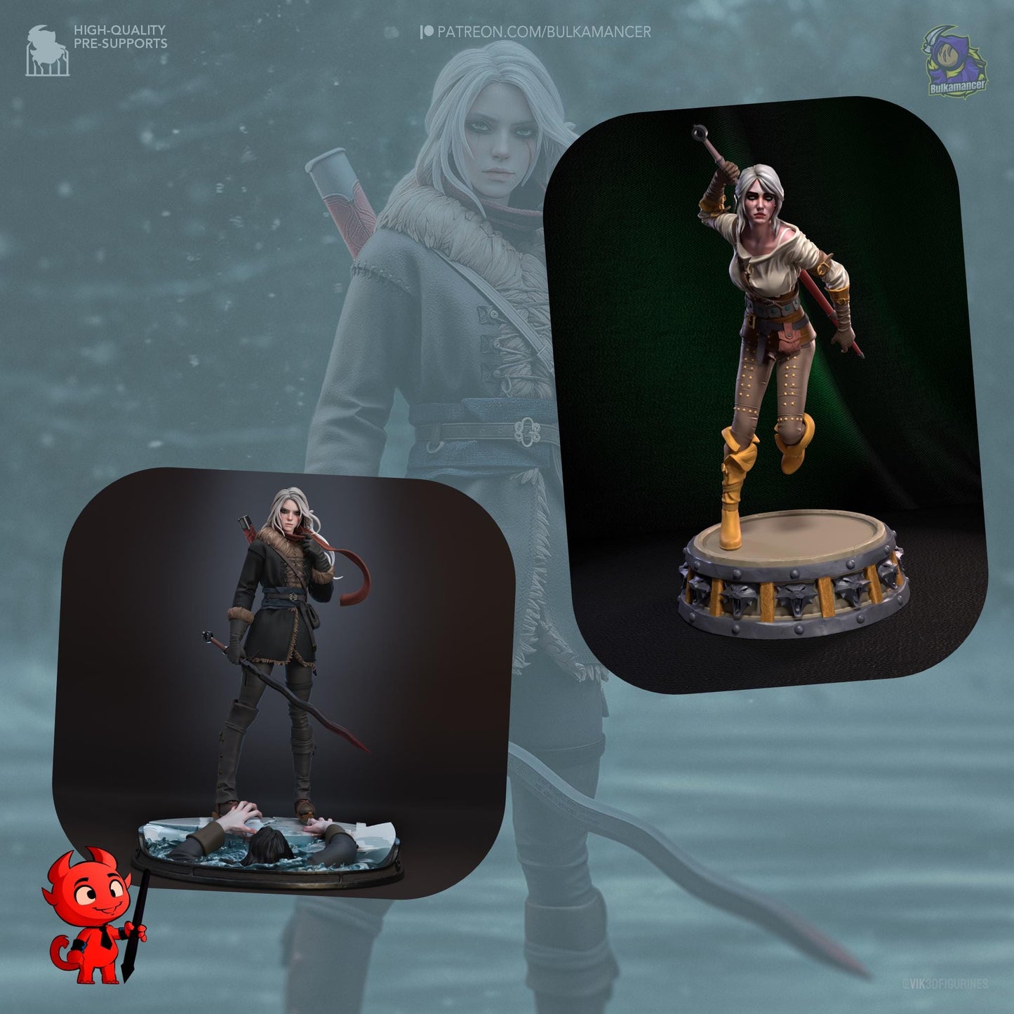 Witcher Ciri Garage Kit | Fanmade Model by Bulkamancer & h3ll Creator| The Lady of The Lake | 3D Printed