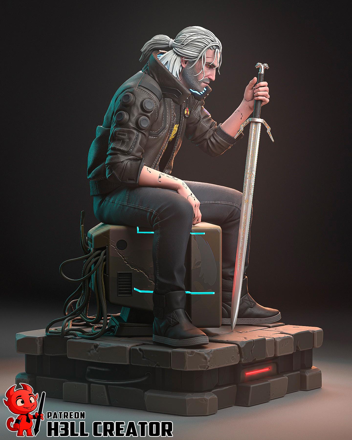 Silverronin Garage Kit | Fanmade Model by h3llCreator | Cyberpunk Geralt | 3D Printed
