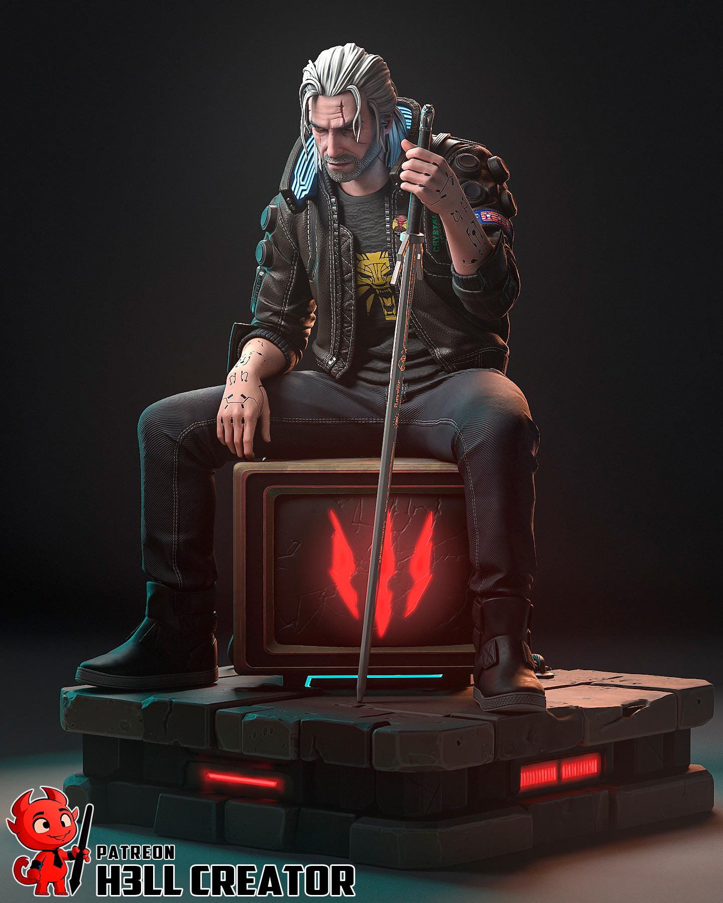 Silverronin Garage Kit | Fanmade Model by h3llCreator | Cyberpunk Geralt | 3D Printed