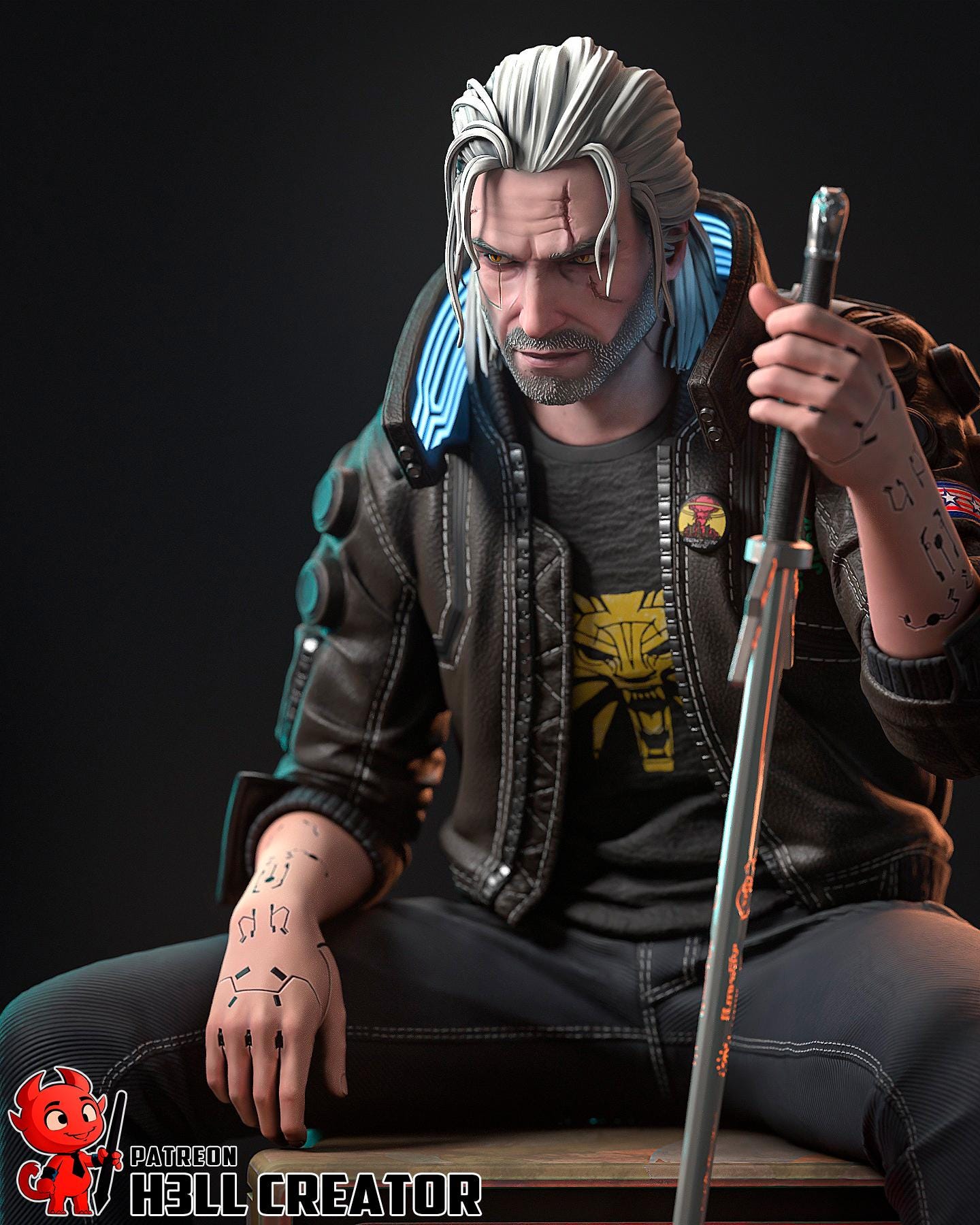 Silverronin Garage Kit | Fanmade Model by h3llCreator | Cyberpunk Geralt | 3D Printed