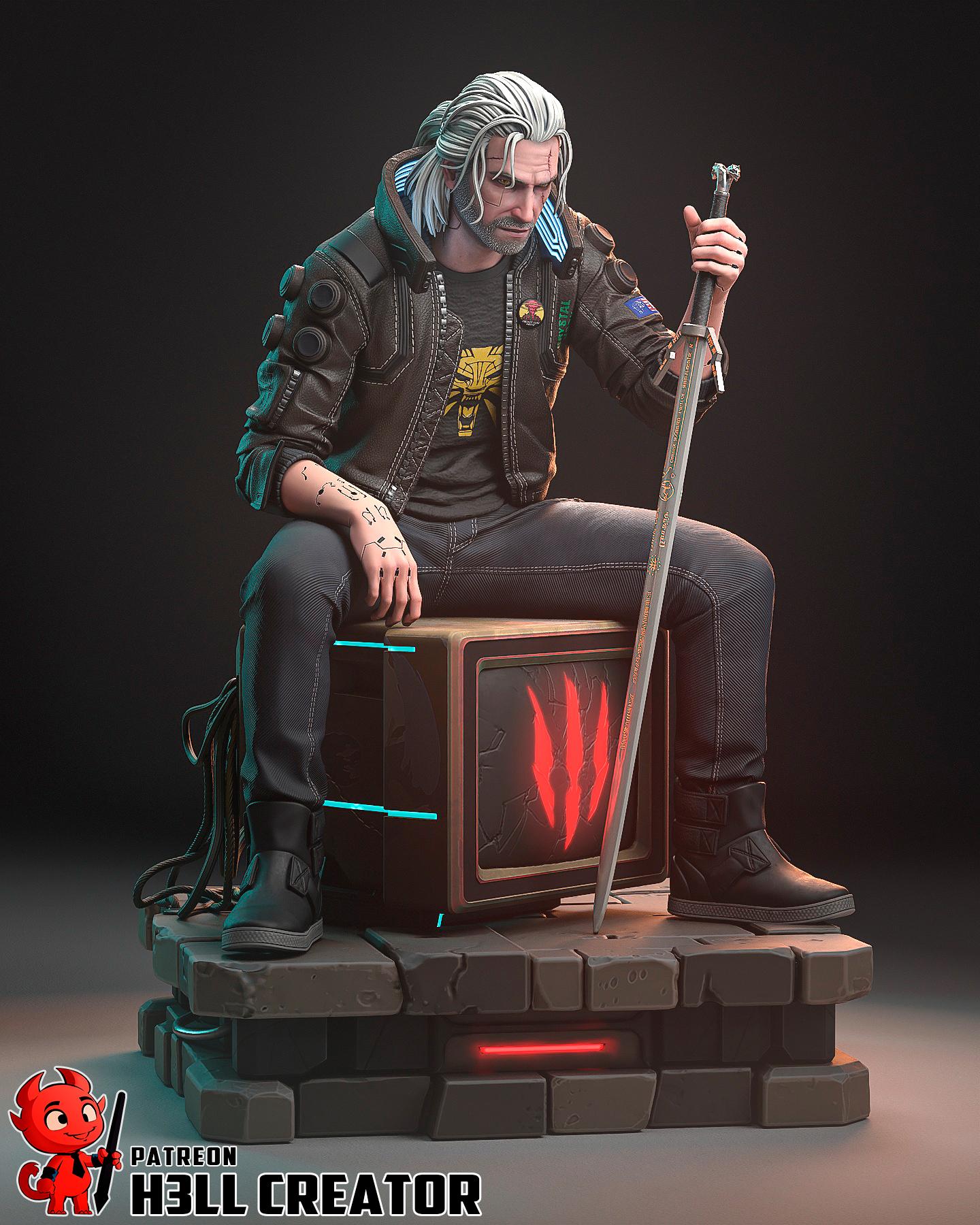 Silverronin Garage Kit | Fanmade Model by h3llCreator | Cyberpunk Geralt | 3D Printed