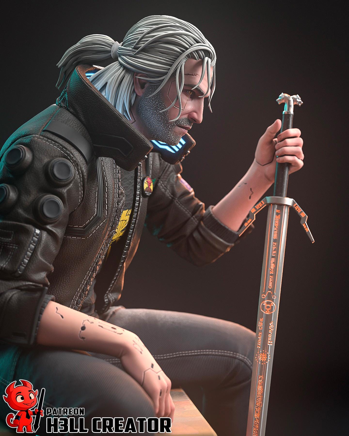 Silverronin Garage Kit | Fanmade Model by h3llCreator | Cyberpunk Geralt | 3D Printed
