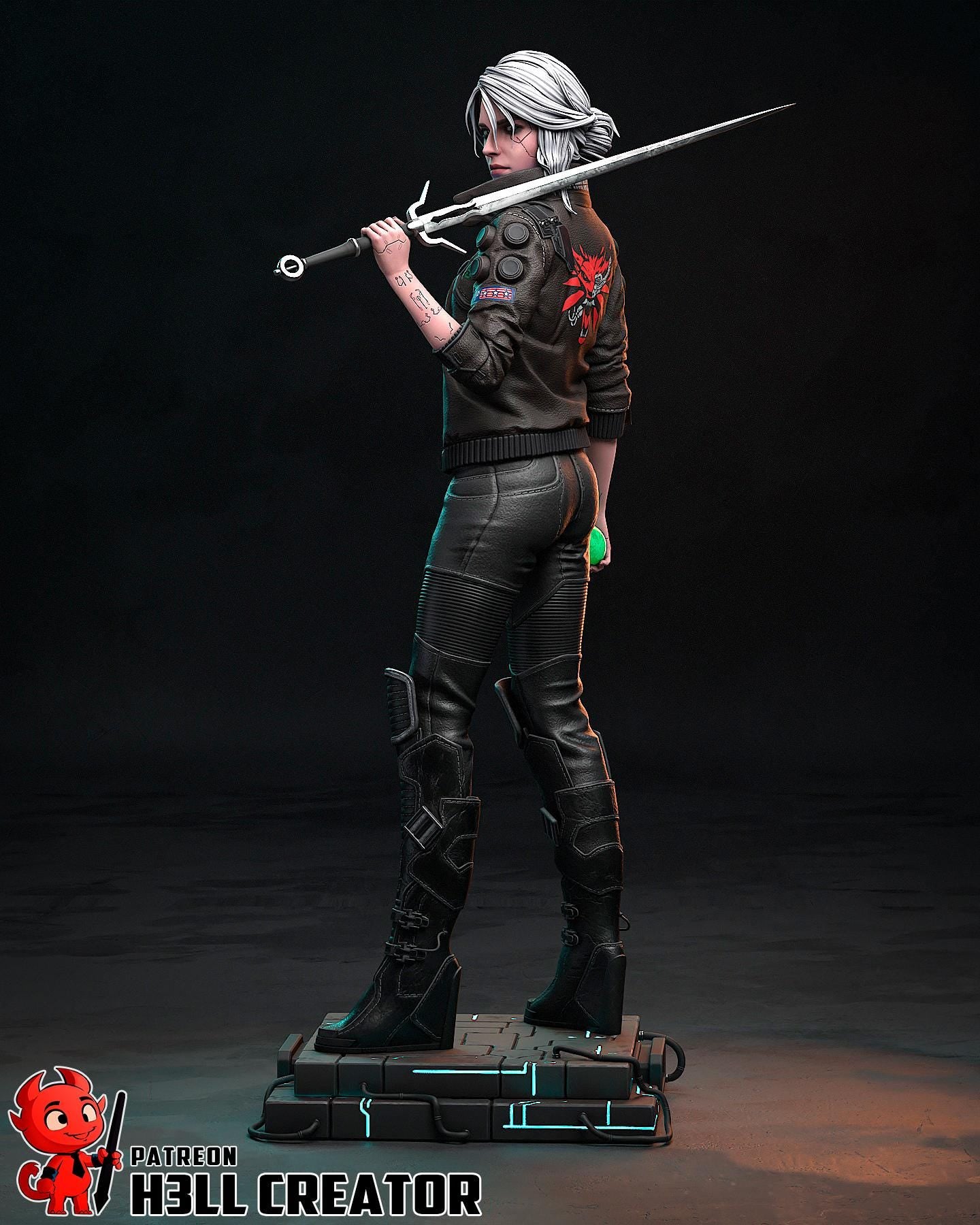 Neon Ciri Garage Kit | Fanmade Model by h3llCreator | Cyberpunk Ciri | 3D Printed