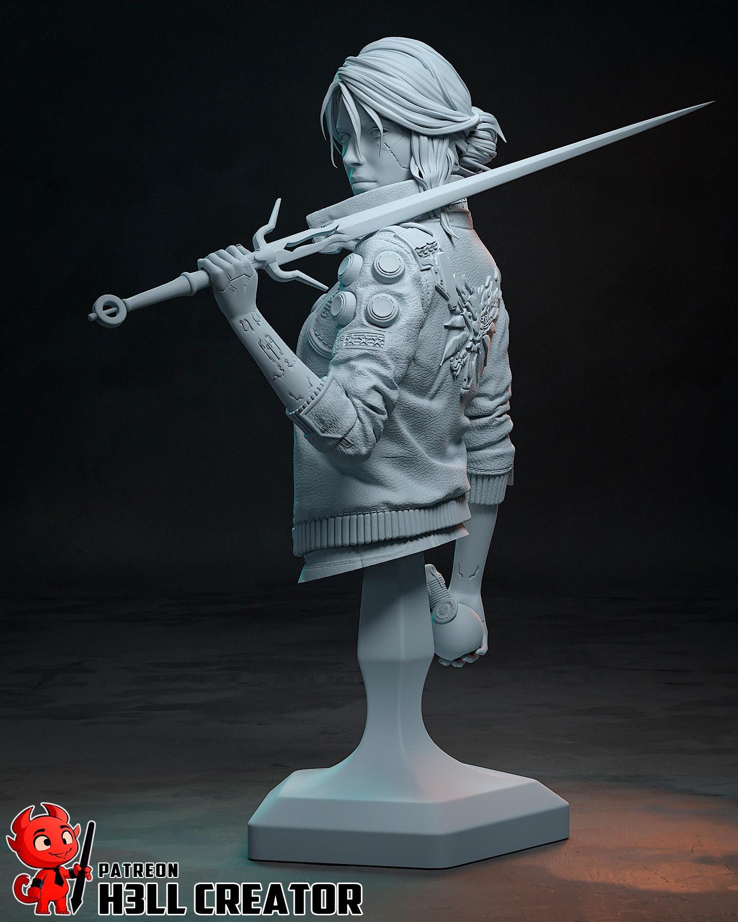 Neon Ciri Garage Kit | Fanmade Model by h3llCreator | Cyberpunk Ciri | 3D Printed
