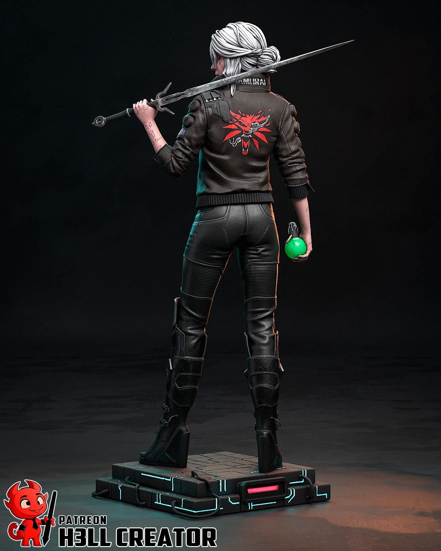 Neon Ciri Garage Kit | Fanmade Model by h3llCreator | Cyberpunk Ciri | 3D Printed