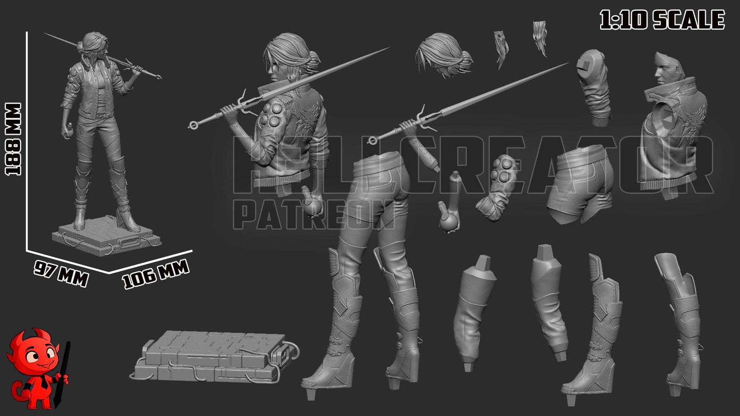 Neon Ciri Garage Kit | Fanmade Model by h3llCreator | Cyberpunk Ciri | 3D Printed