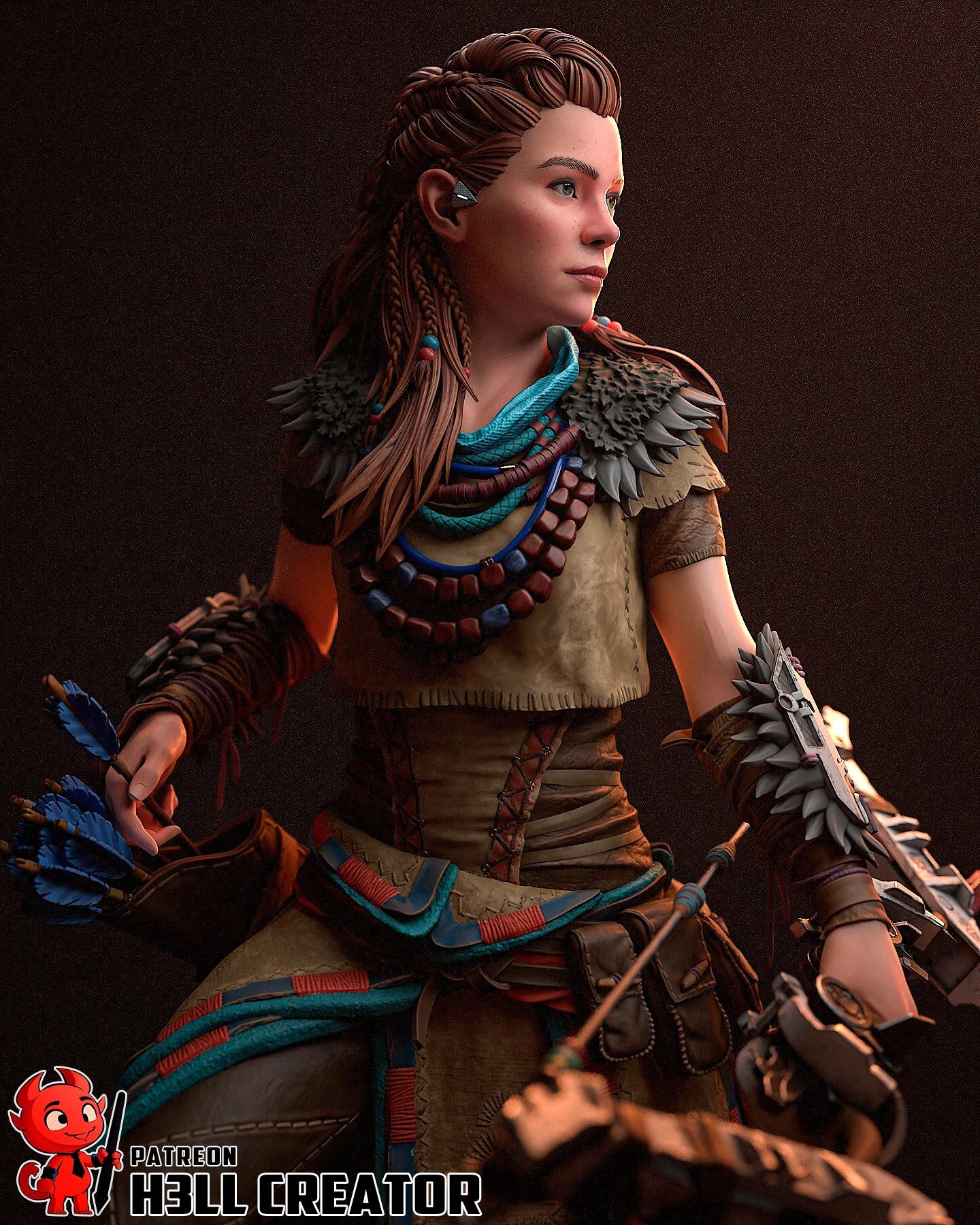 Aloy Garage Kit | Fanmade Model by h3llCreator | Retro futuristic huntress | 3D Printed