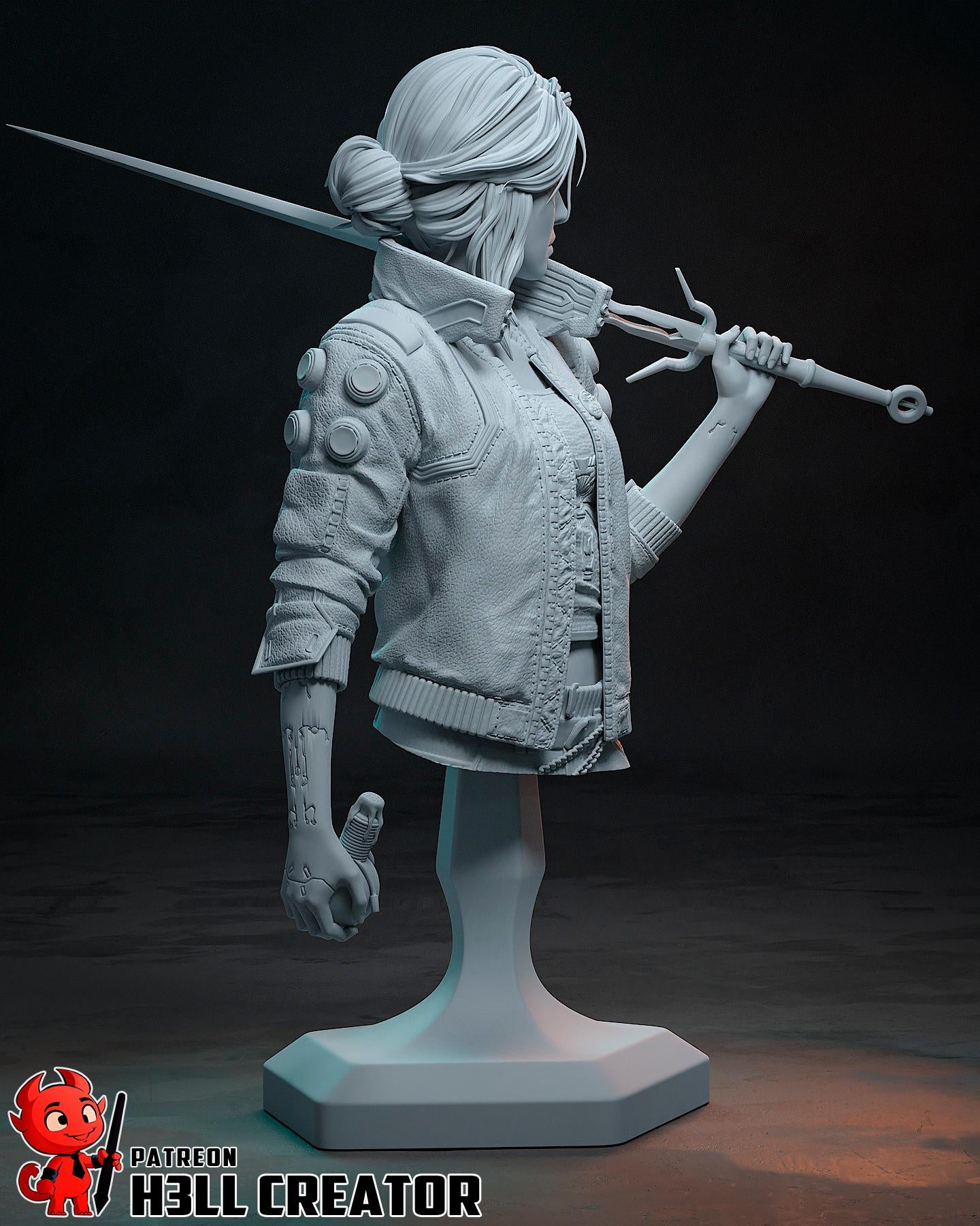 Neon Ciri Garage Kit | Fanmade Model by h3llCreator | Cyberpunk Ciri | 3D Printed