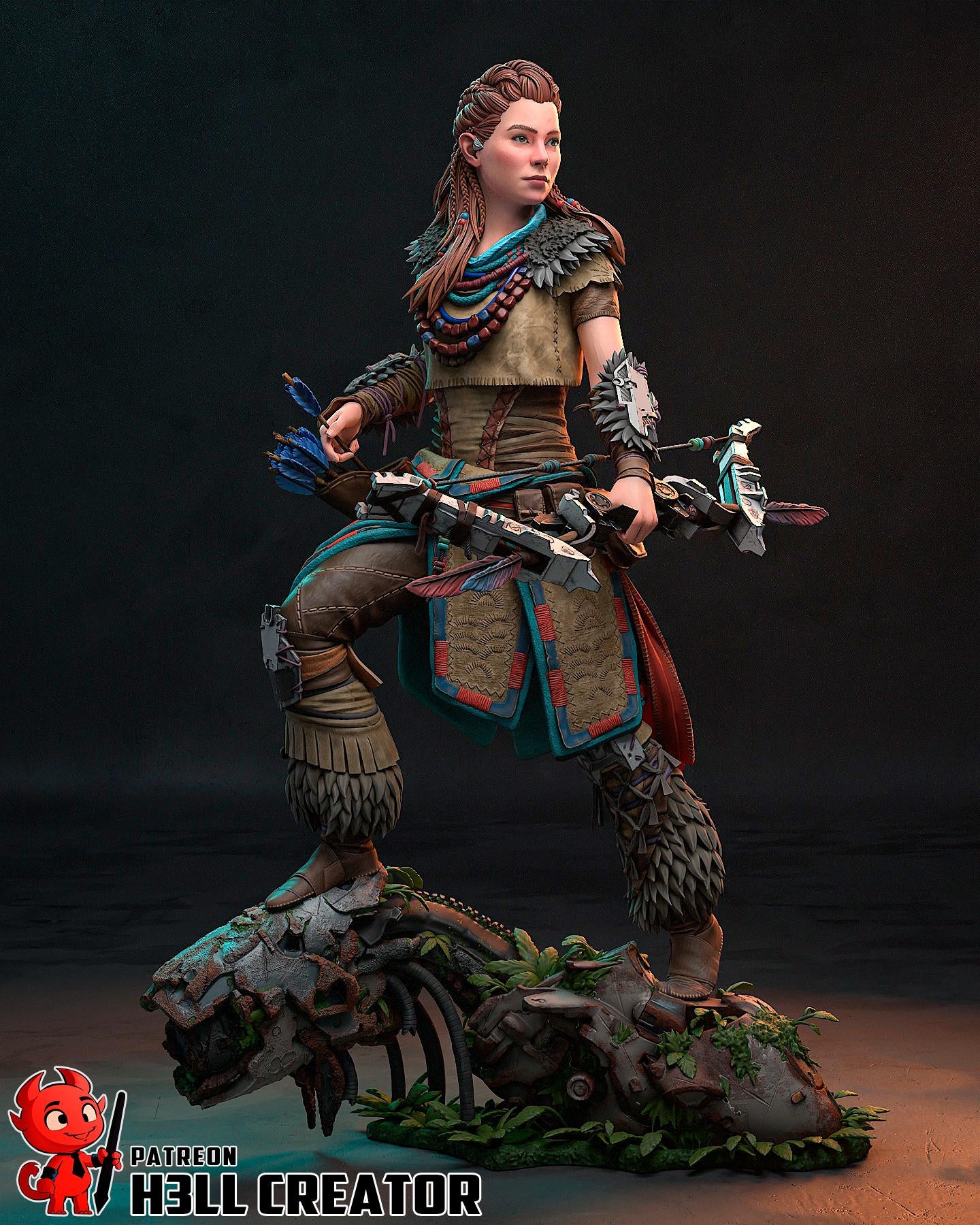 Aloy Garage Kit | Fanmade Model by h3llCreator | Retro futuristic huntress | 3D Printed