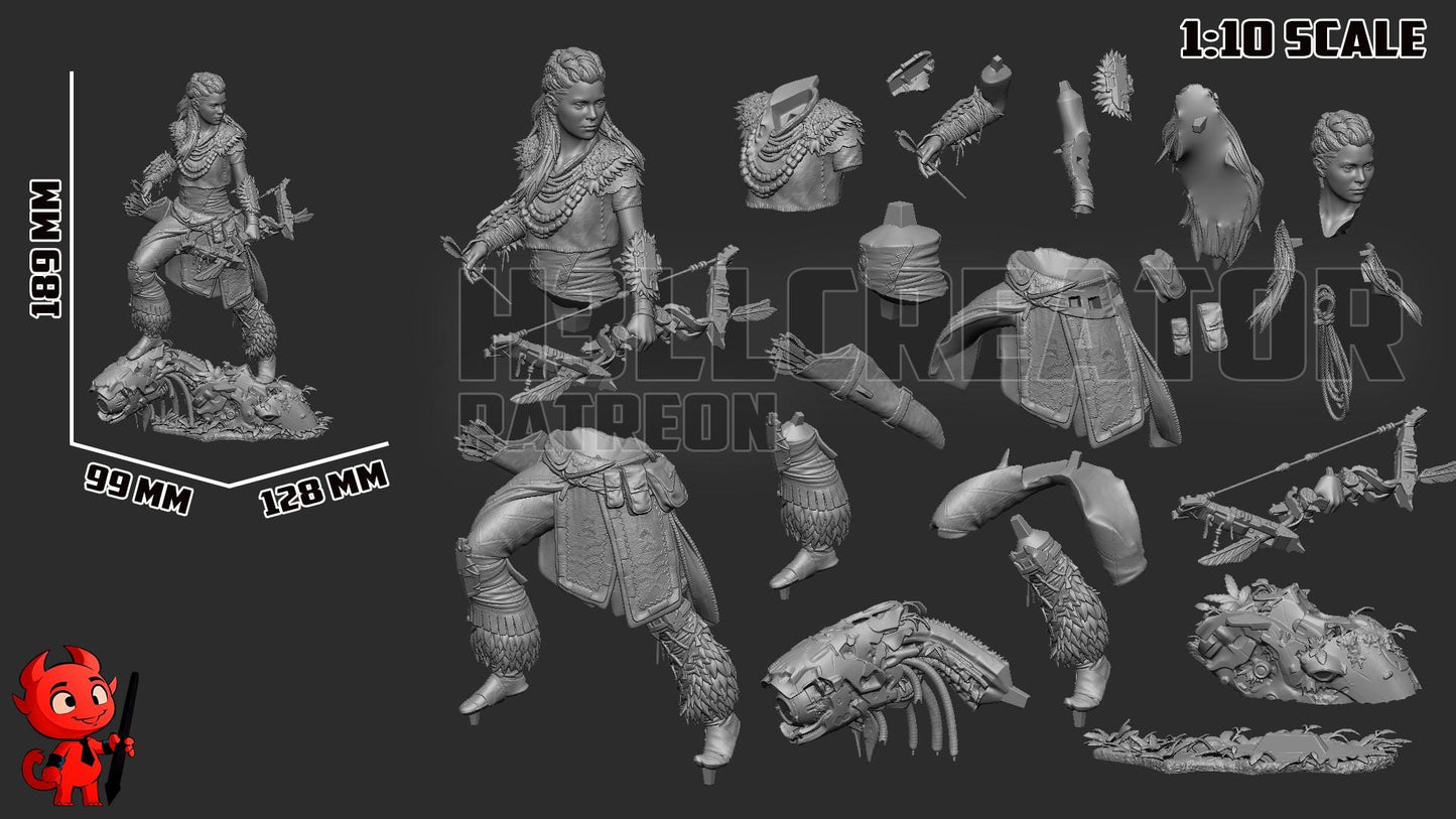 Aloy Garage Kit | Fanmade Model by h3llCreator | Retro futuristic huntress | 3D Printed