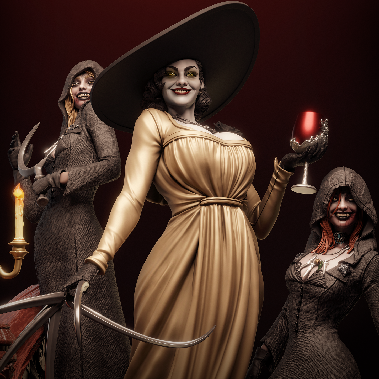 Lady Dimitrescu and the Daughters from Resident Evil Village Fan-Made Model by CA3D
