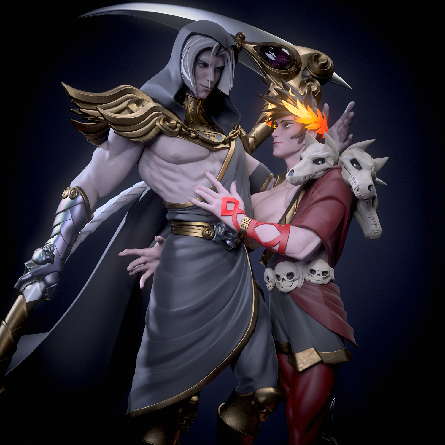 Thanatos and Zagreus from Hades Fan-Made Model by GrayKolori - LIMITED EDITION (Commission for Sara Mari) - Sephiknot