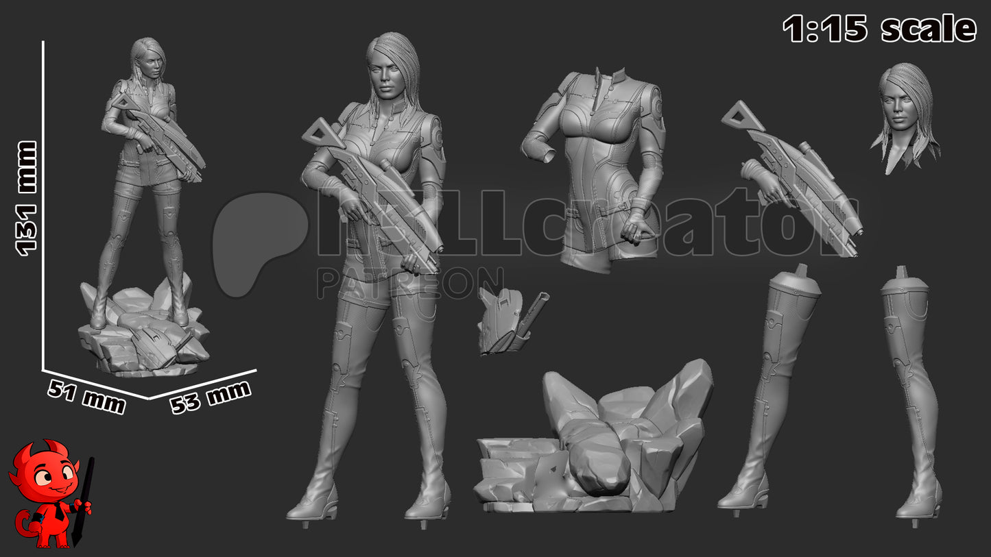 Ashley Williams Garage Kit | Fanmade Model by h3llCreator | Mass Effect | 3D Printed - Sephiknot