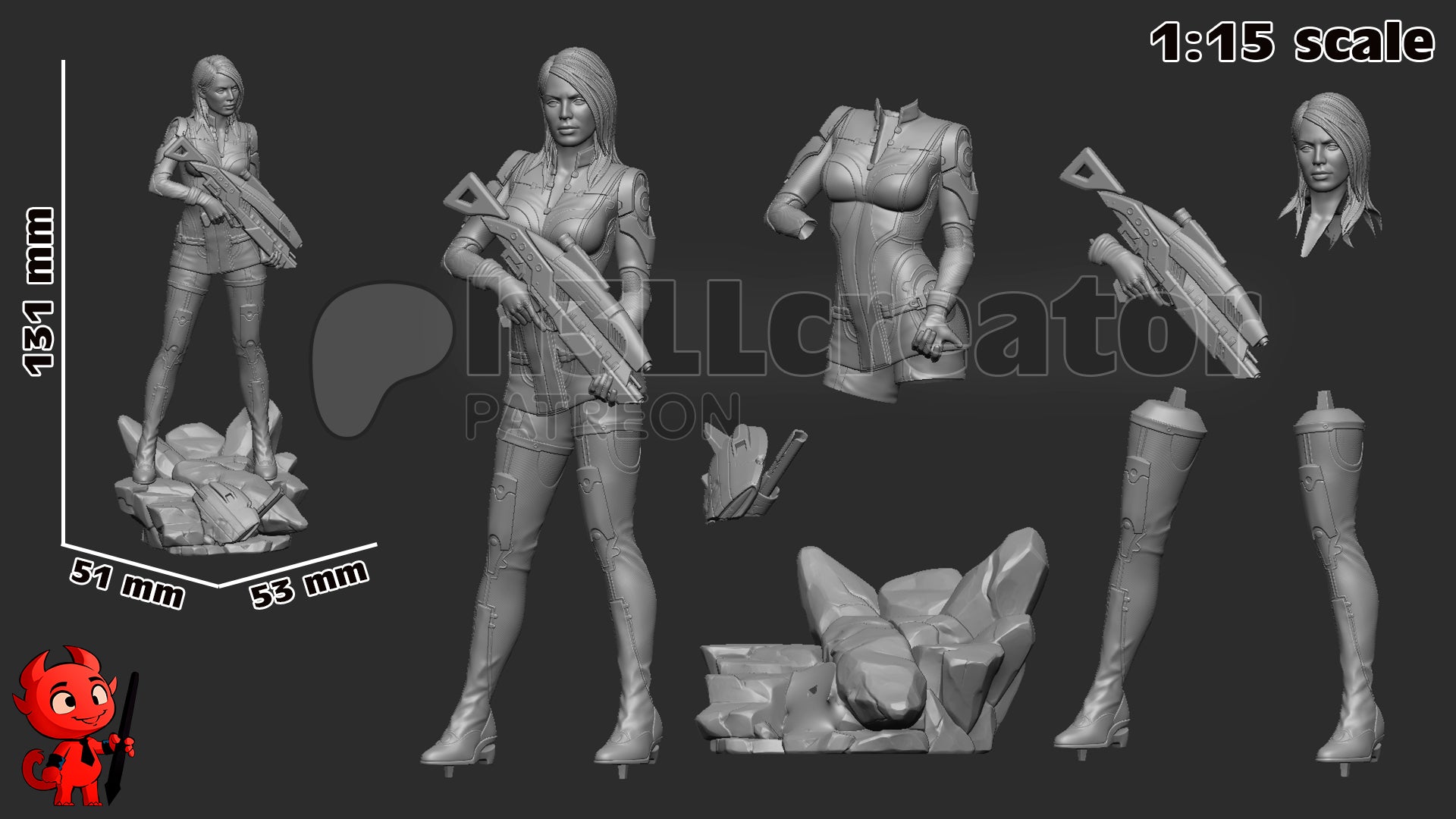 Ashley Williams Garage Kit | Fanmade Model by h3llCreator | Mass Effect | 3D Printed - Sephiknot