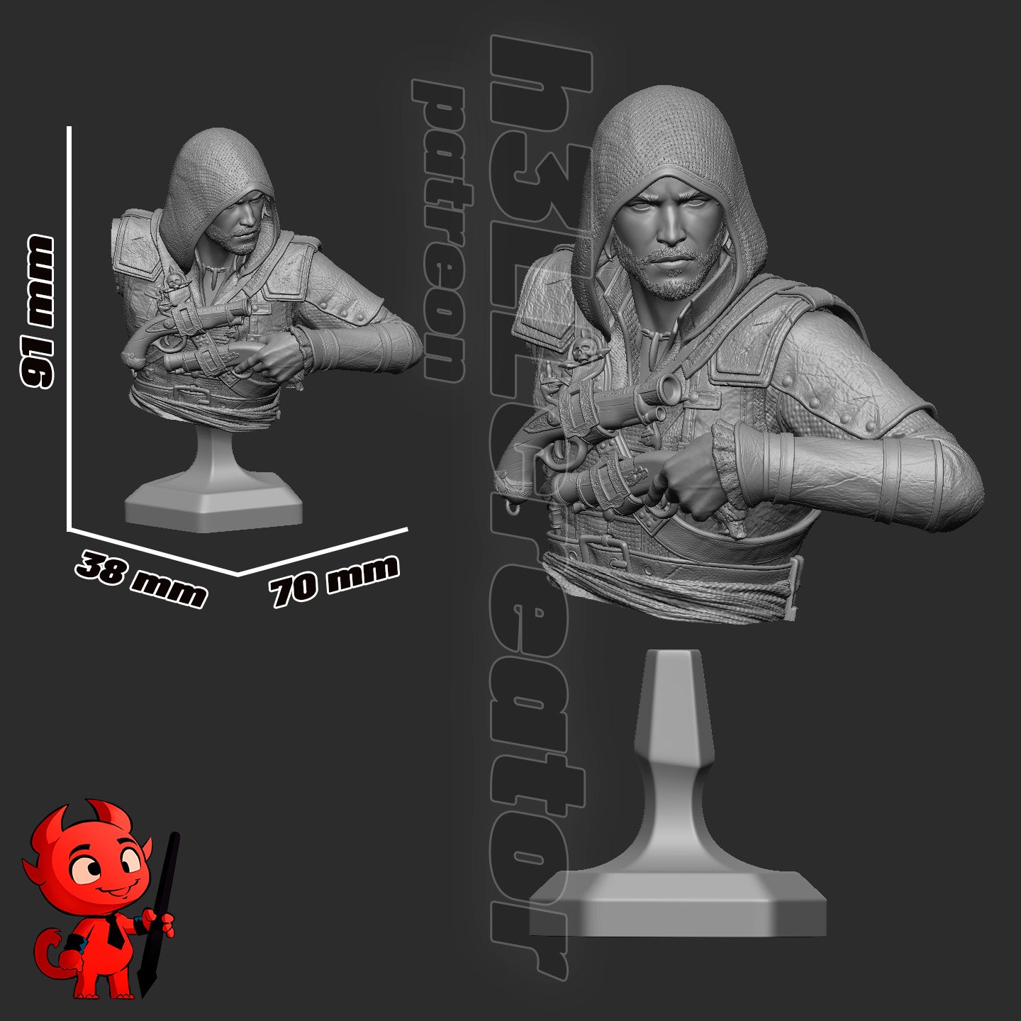 Edward from Assassin's Creed by h3ll creator | High Quality Resin Print | Painted Commissions available!