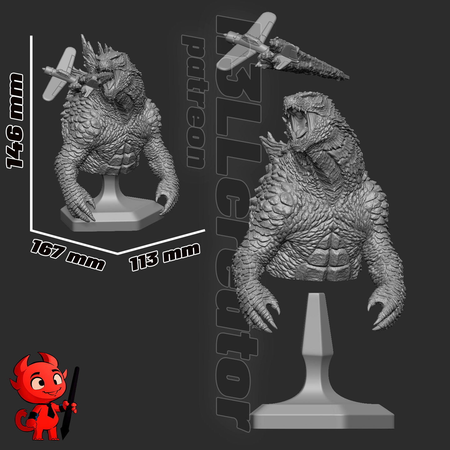 Godzilla by h3ll creator | High Quality Resin Print | Painted Commissions available!
