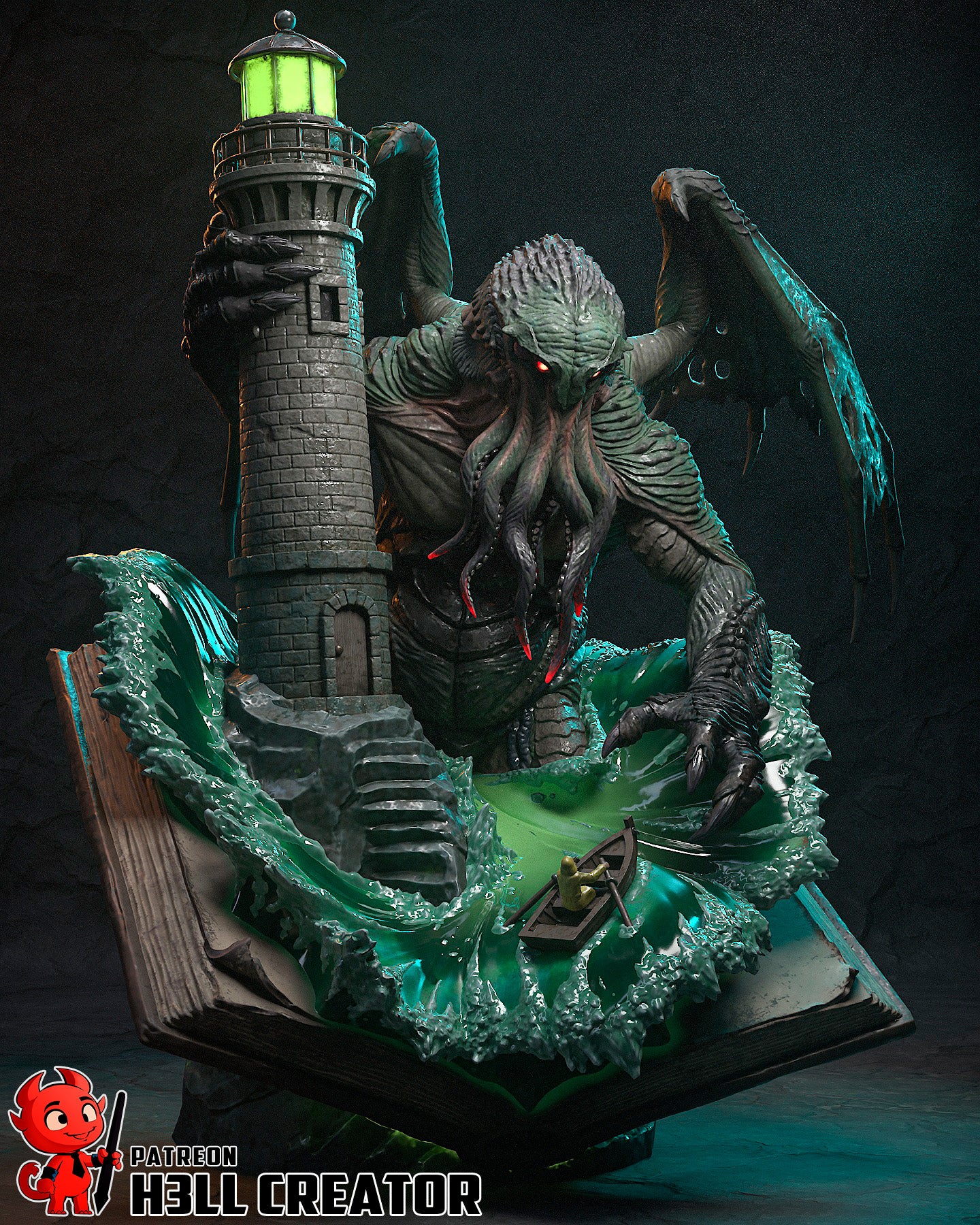 Cthulhu from Lovecraftian Mythos by h3ll creator | High Quality Resin Print | Painted Commissions available! - Sephiknot