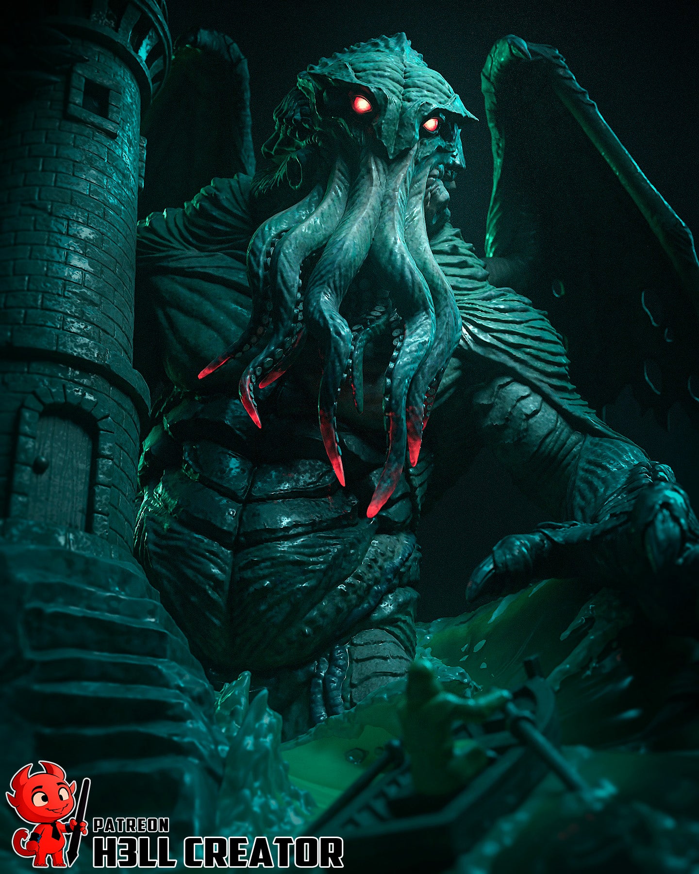 Cthulhu from Lovecraftian Mythos by h3ll creator | High Quality Resin Print | Painted Commissions available! - Sephiknot