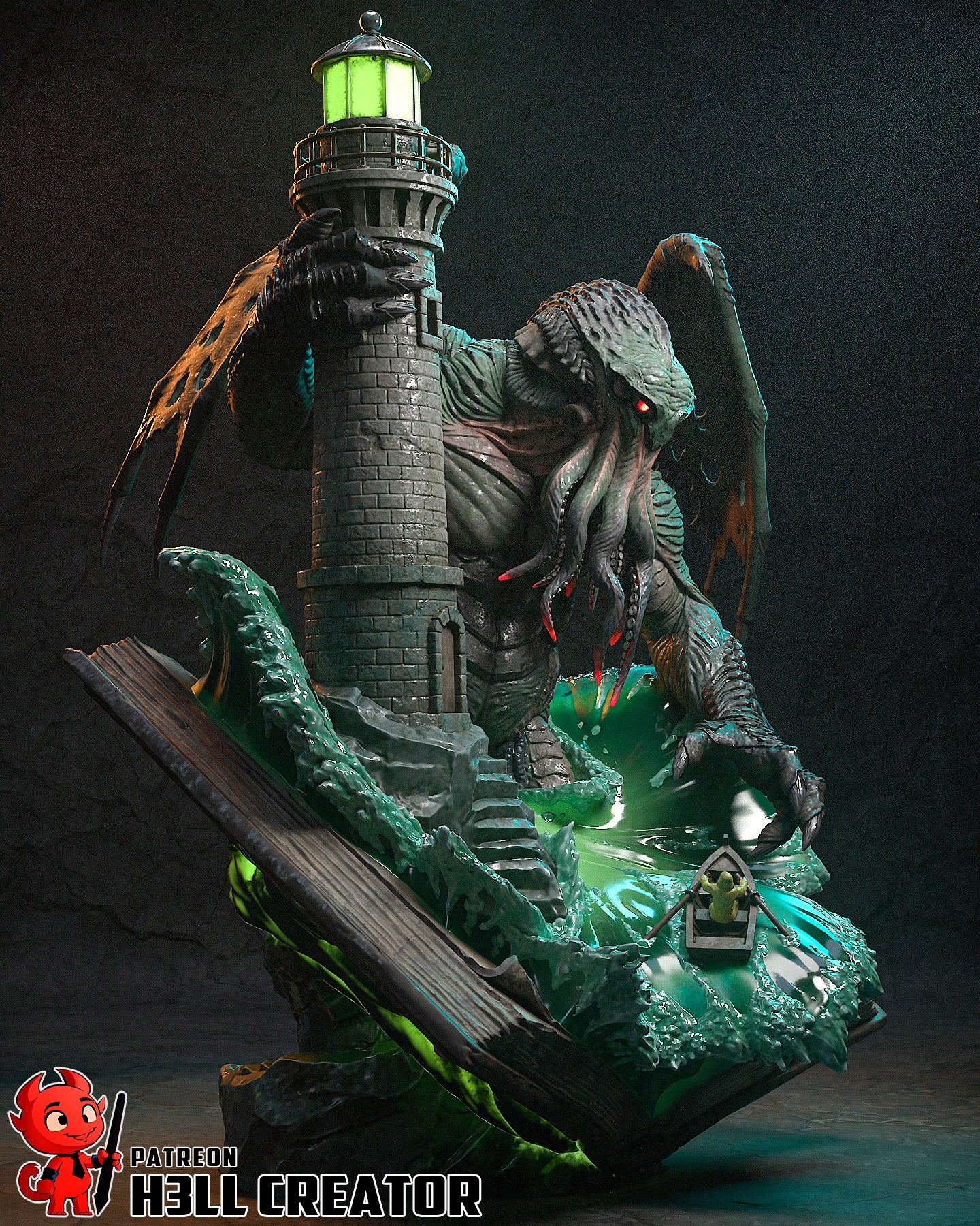 Cthulhu from Lovecraftian Mythos by h3ll creator | High Quality Resin Print | Painted Commissions available! - Sephiknot