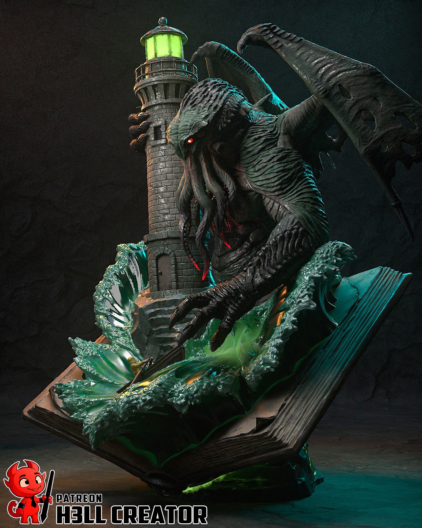 Cthulhu from Lovecraftian Mythos by h3ll creator | High Quality Resin Print | Painted Commissions available! - Sephiknot
