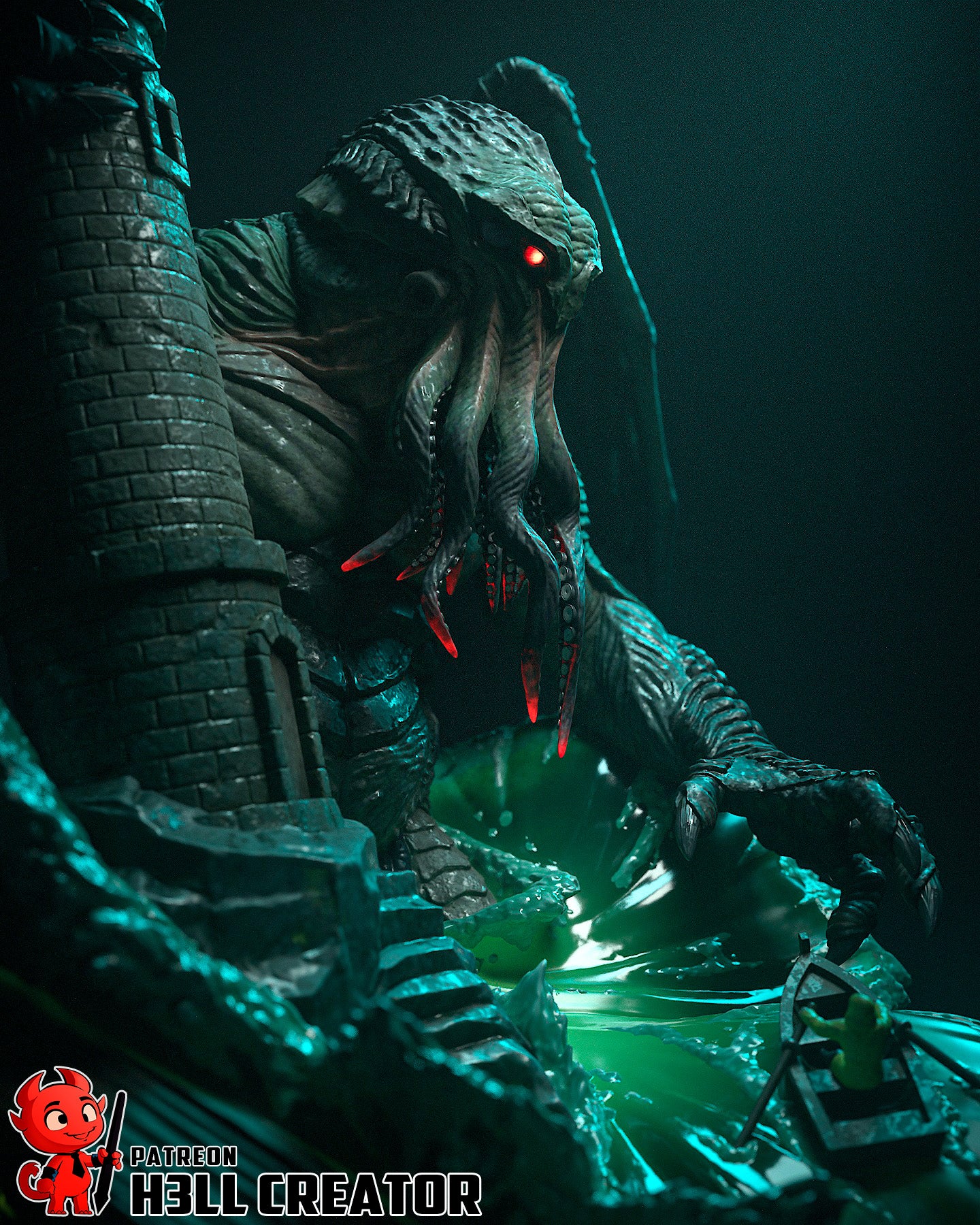 Cthulhu from Lovecraftian Mythos by h3ll creator | High Quality Resin Print | Painted Commissions available! - Sephiknot