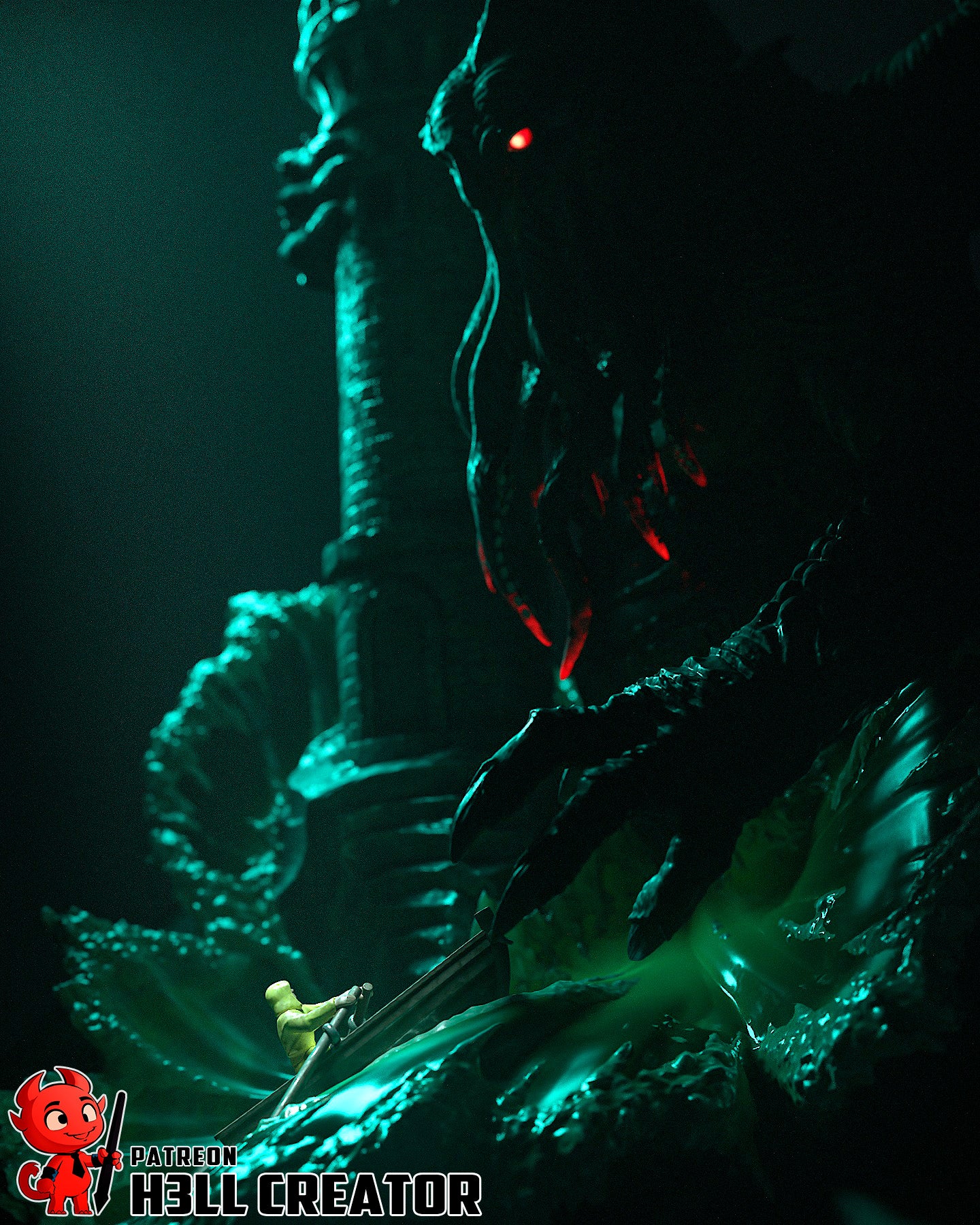 Cthulhu from Lovecraftian Mythos by h3ll creator | High Quality Resin Print | Painted Commissions available! - Sephiknot