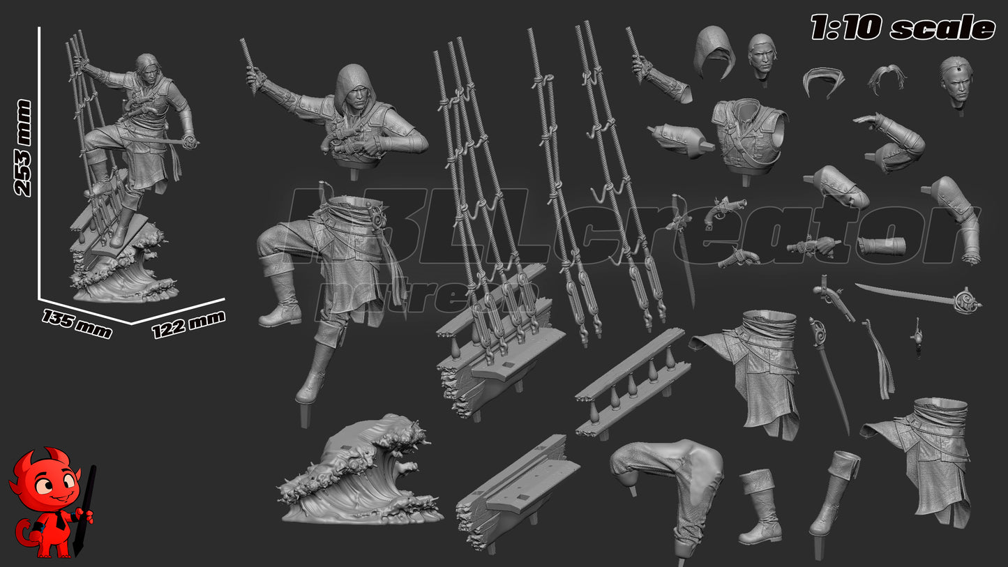 Edward from Assassin's Creed by h3ll creator | High Quality Resin Print | Painted Commissions available!