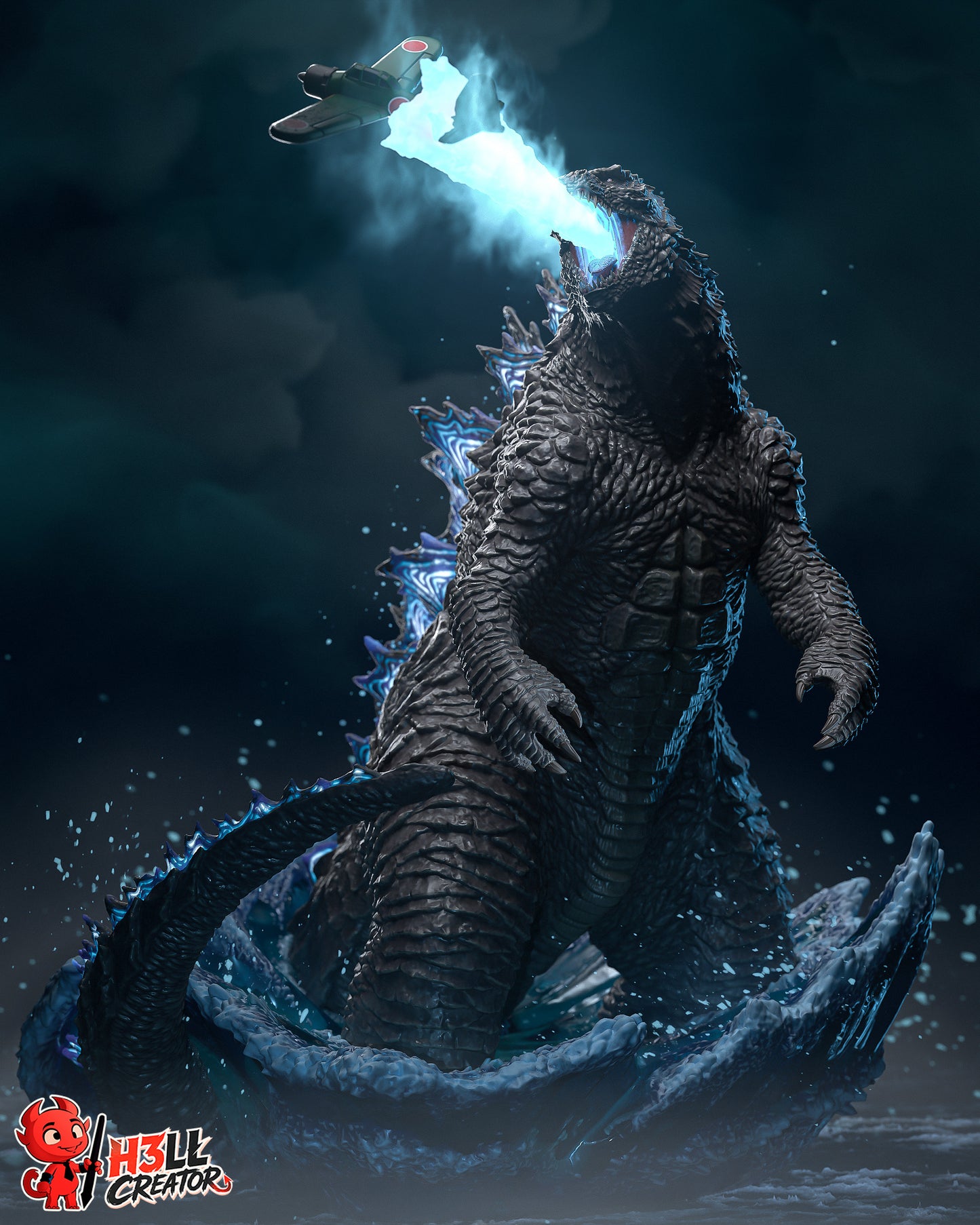Godzilla by h3ll creator | High Quality Resin Print | Painted Commissions available!