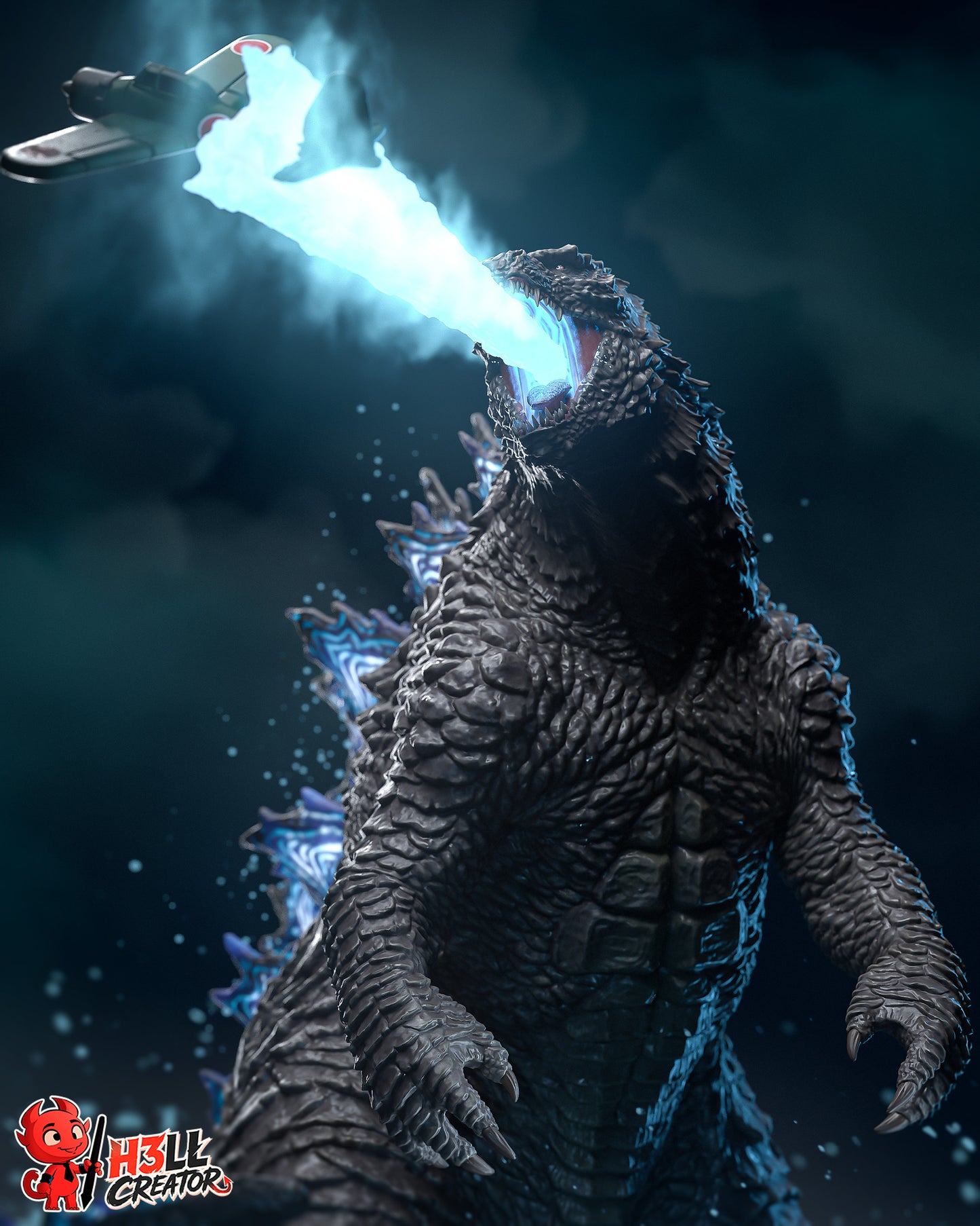 Godzilla by h3ll creator | High Quality Resin Print | Painted Commissions available!