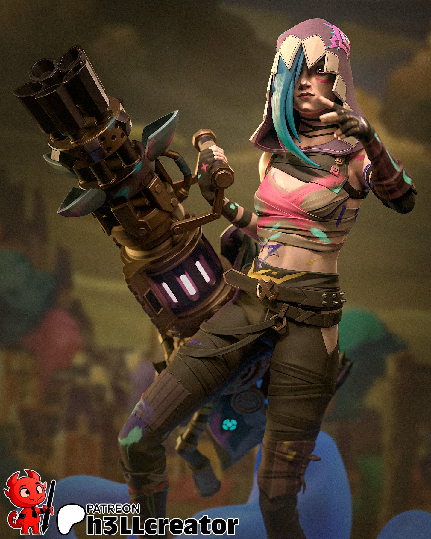 Jinx Garage Kit | Fanmade Model by h3ll | Piltover revolutionist | 3D Printed - Sephiknot
