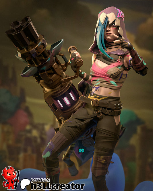 Jinx Garage Kit | Fanmade Model by h3ll | Piltover revolutionist | 3D Printed - Sephiknot