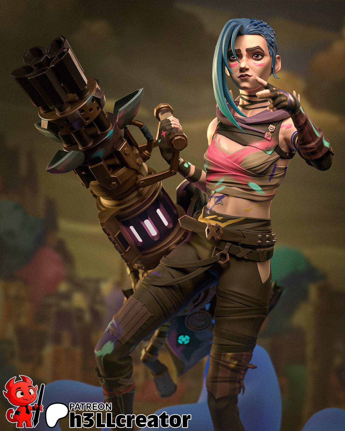 Jinx Garage Kit | Fanmade Model by h3ll | Piltover revolutionist | 3D Printed - Sephiknot