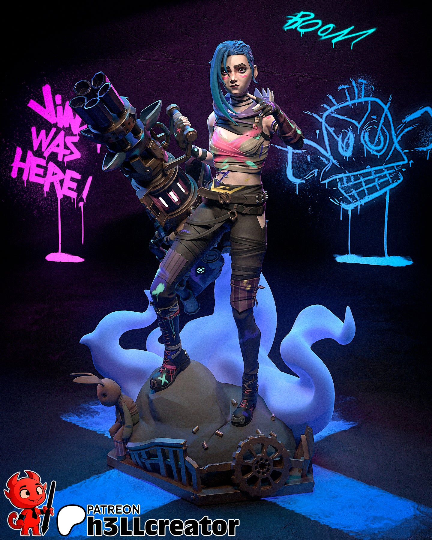 Jinx Garage Kit | Fanmade Model by h3ll | Piltover revolutionist | 3D Printed - Sephiknot