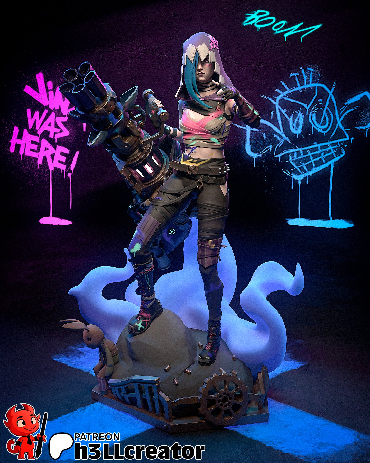 Jinx Garage Kit | Fanmade Model by h3ll | Piltover revolutionist | 3D Printed - Sephiknot
