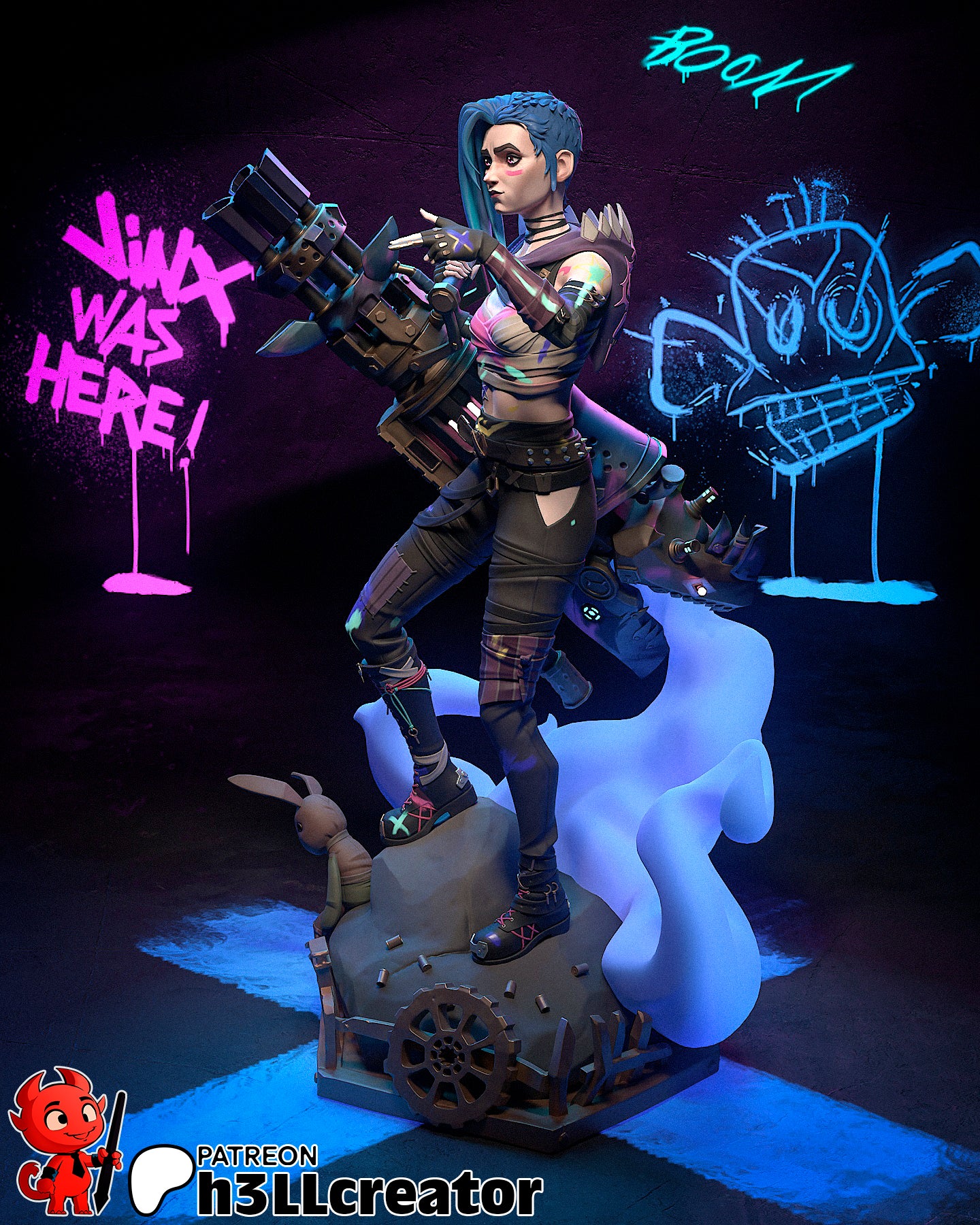 Jinx Garage Kit | Fanmade Model by h3ll | Piltover revolutionist | 3D Printed - Sephiknot