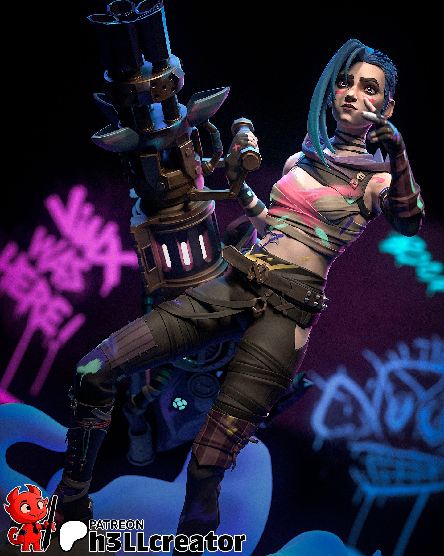 Jinx Garage Kit | Fanmade Model by h3ll | Piltover revolutionist | 3D Printed - Sephiknot