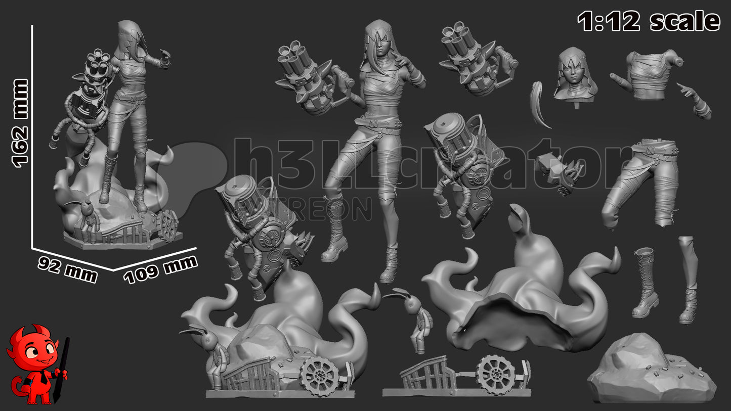 Jinx Garage Kit | Fanmade Model by h3ll | Piltover revolutionist | 3D Printed - Sephiknot