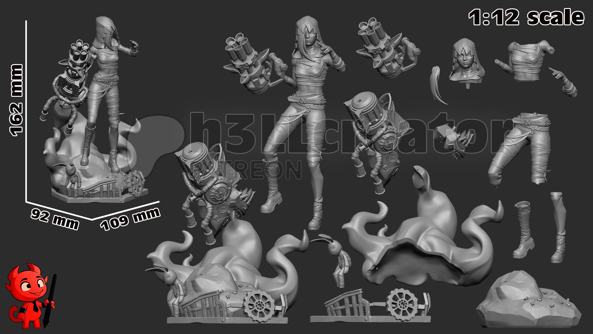 Jinx Garage Kit | Fanmade Model by h3ll | Piltover revolutionist | 3D Printed - Sephiknot