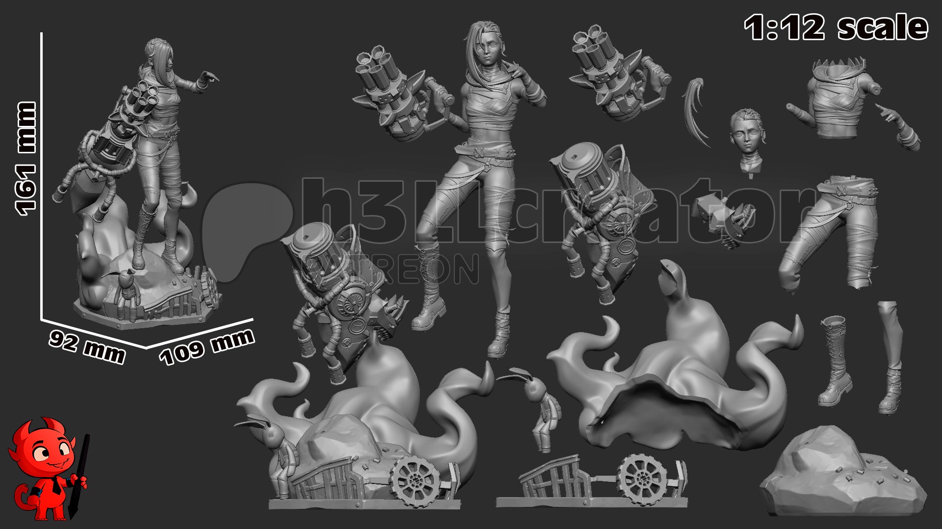 Jinx Garage Kit | Fanmade Model by h3ll | Piltover revolutionist | 3D Printed - Sephiknot