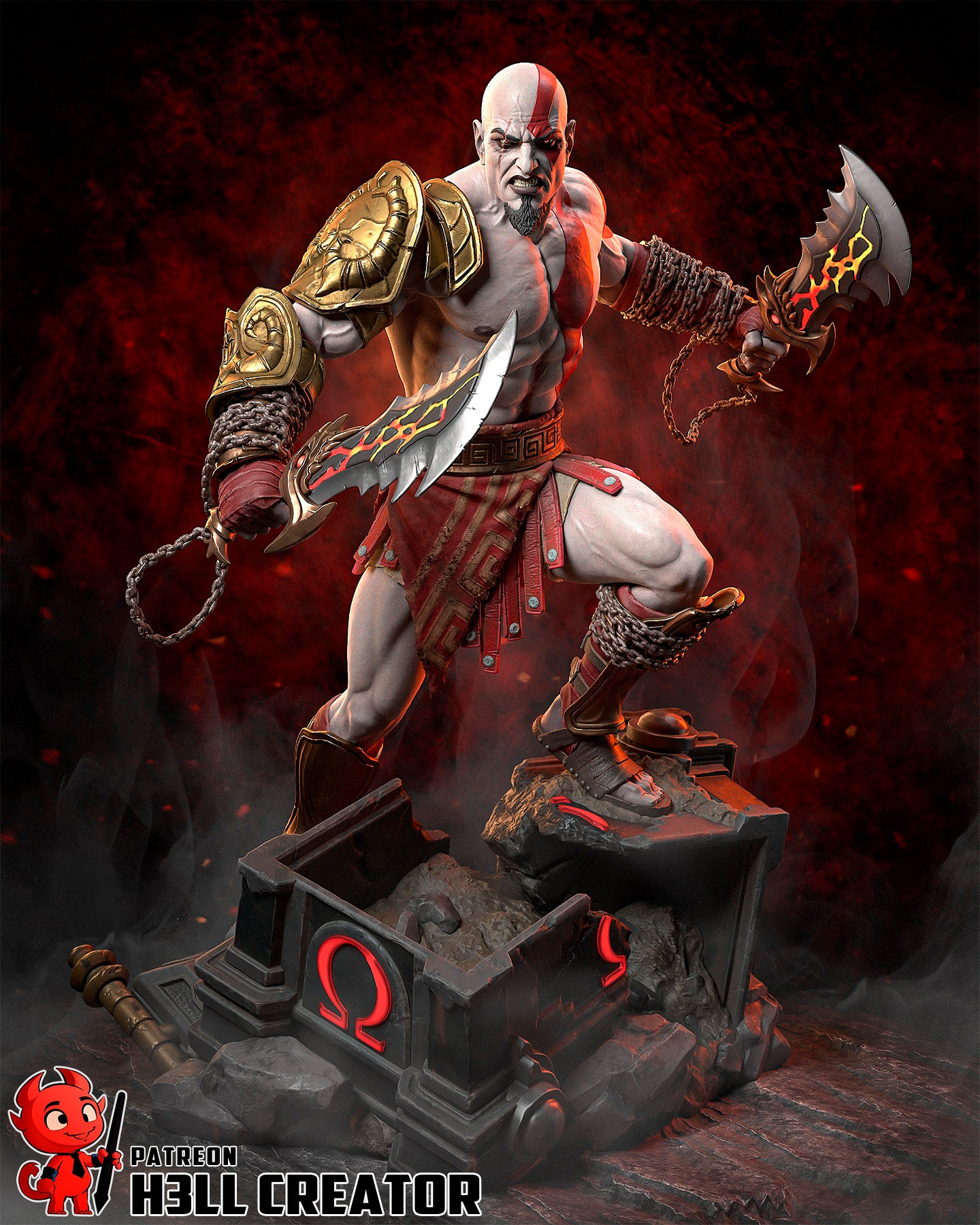Kratos from God of War 3 by h3ll creator | High Quality Resin Print | Painted Commissions available!