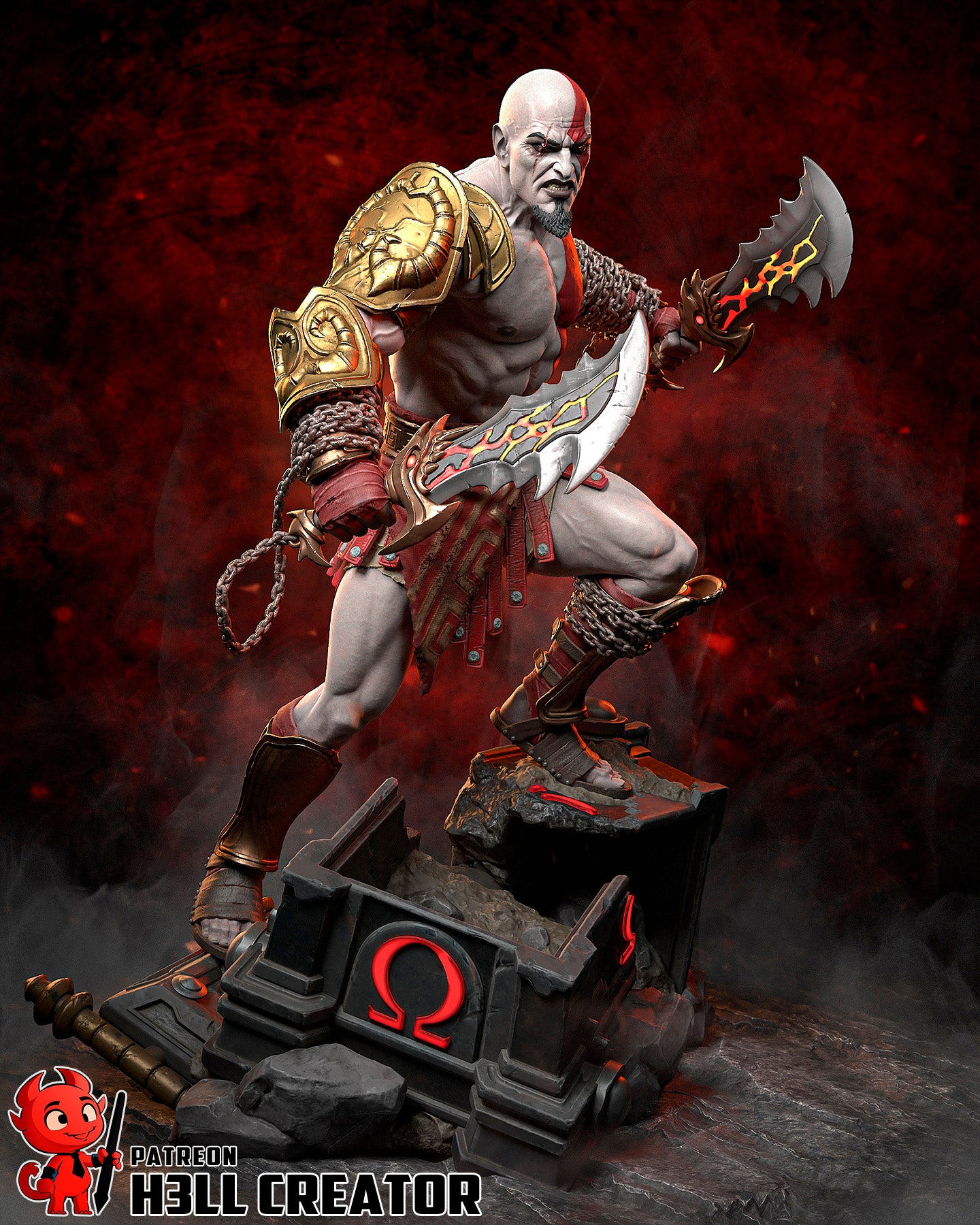 Kratos from God of War 3 by h3ll creator | High Quality Resin Print | Painted Commissions available!