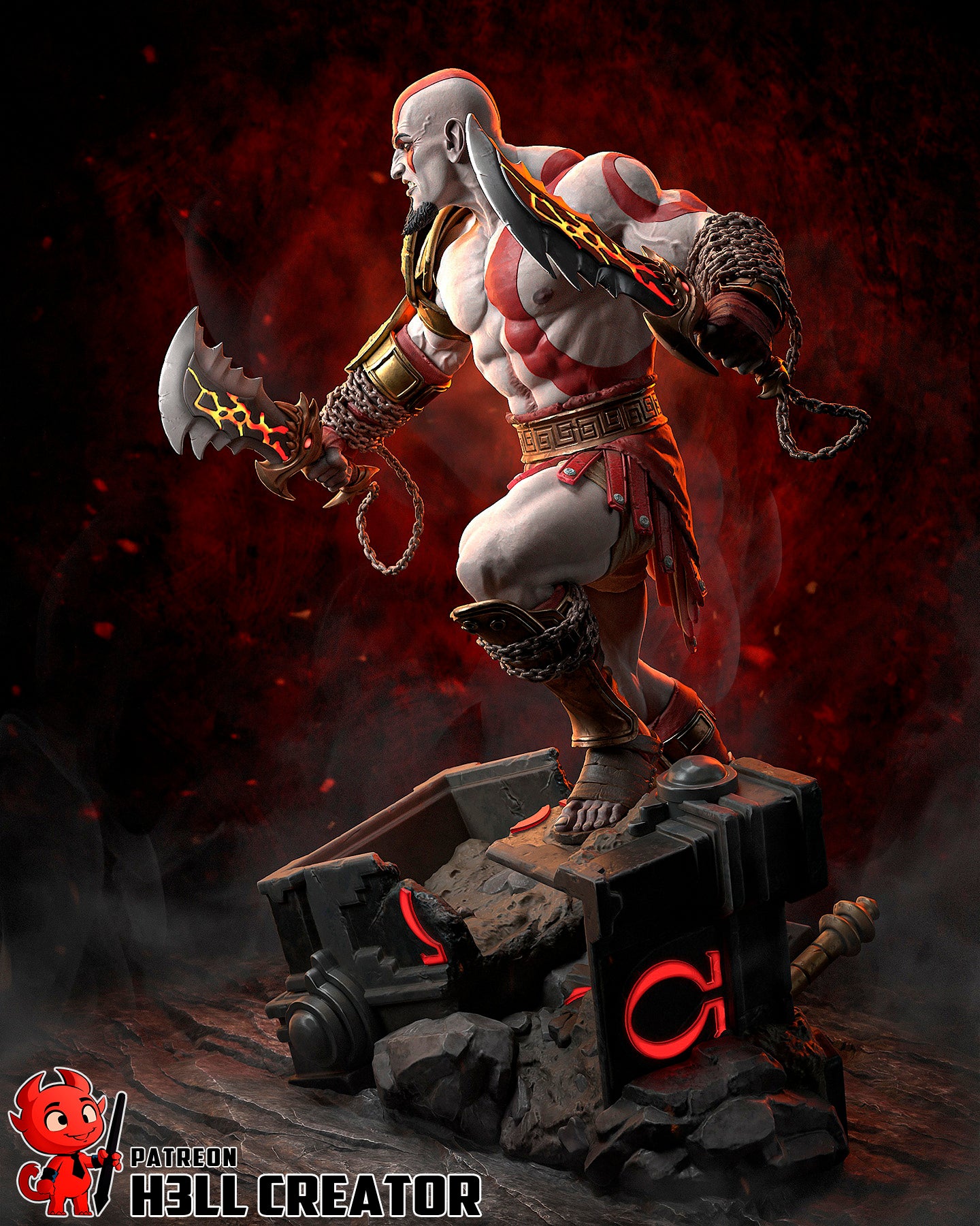Kratos from God of War 3 by h3ll creator | High Quality Resin Print | Painted Commissions available!