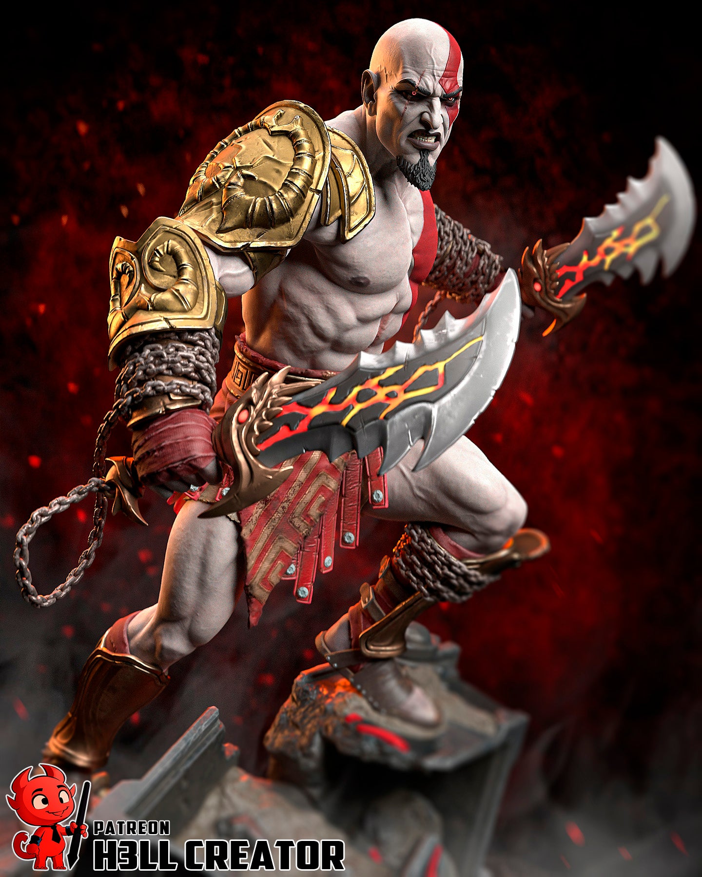 Kratos from God of War 3 by h3ll creator | High Quality Resin Print | Painted Commissions available!